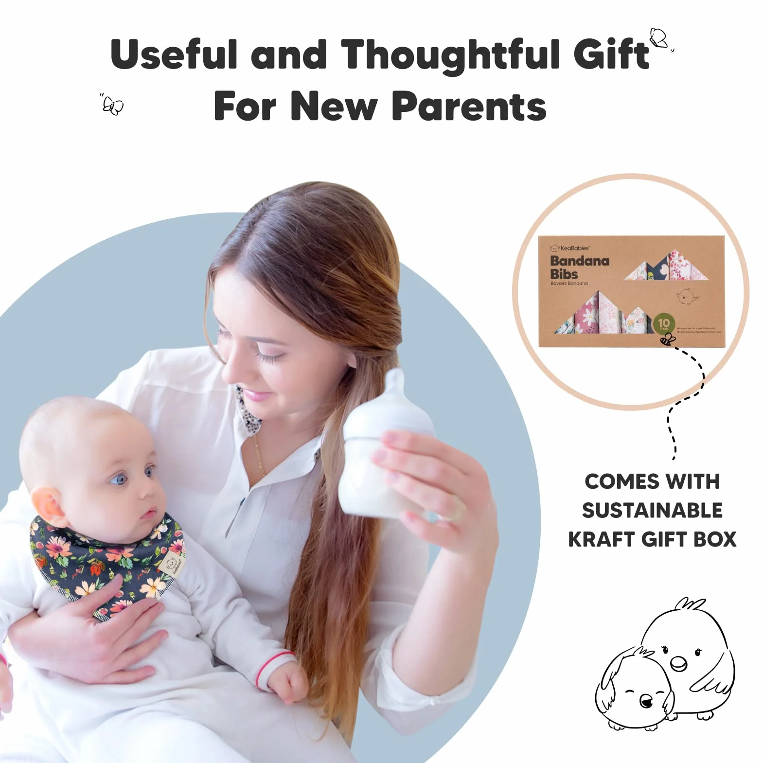 KeaBabies Bavoir bandana bébé coton bio absorbant fille