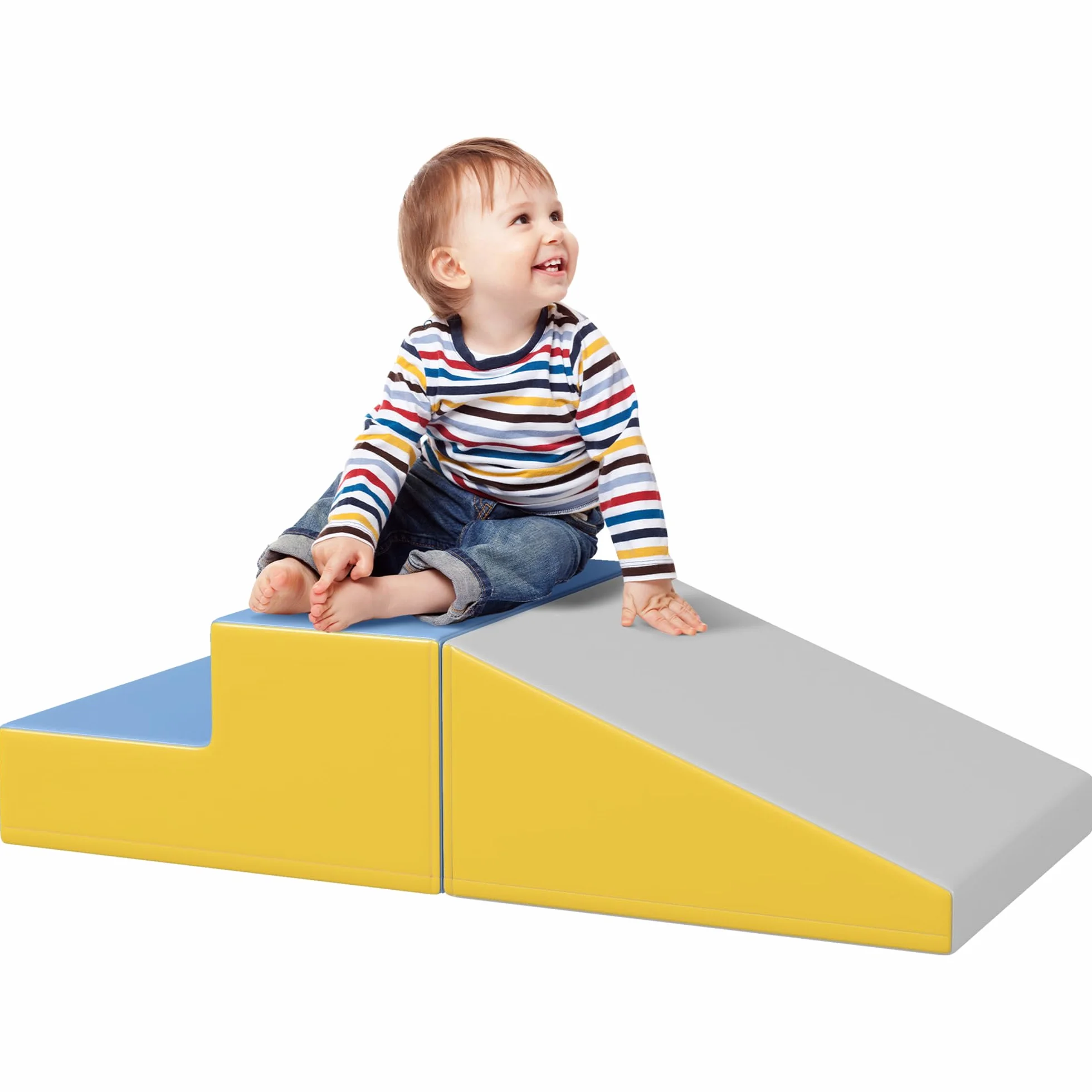 HOMCOM Parcours motricité bébé modulable, Jouets d'escalade, Blocs de construction en mousse, 2 Briques géantes, pour Enfants 12-36 Mois, Multicolore