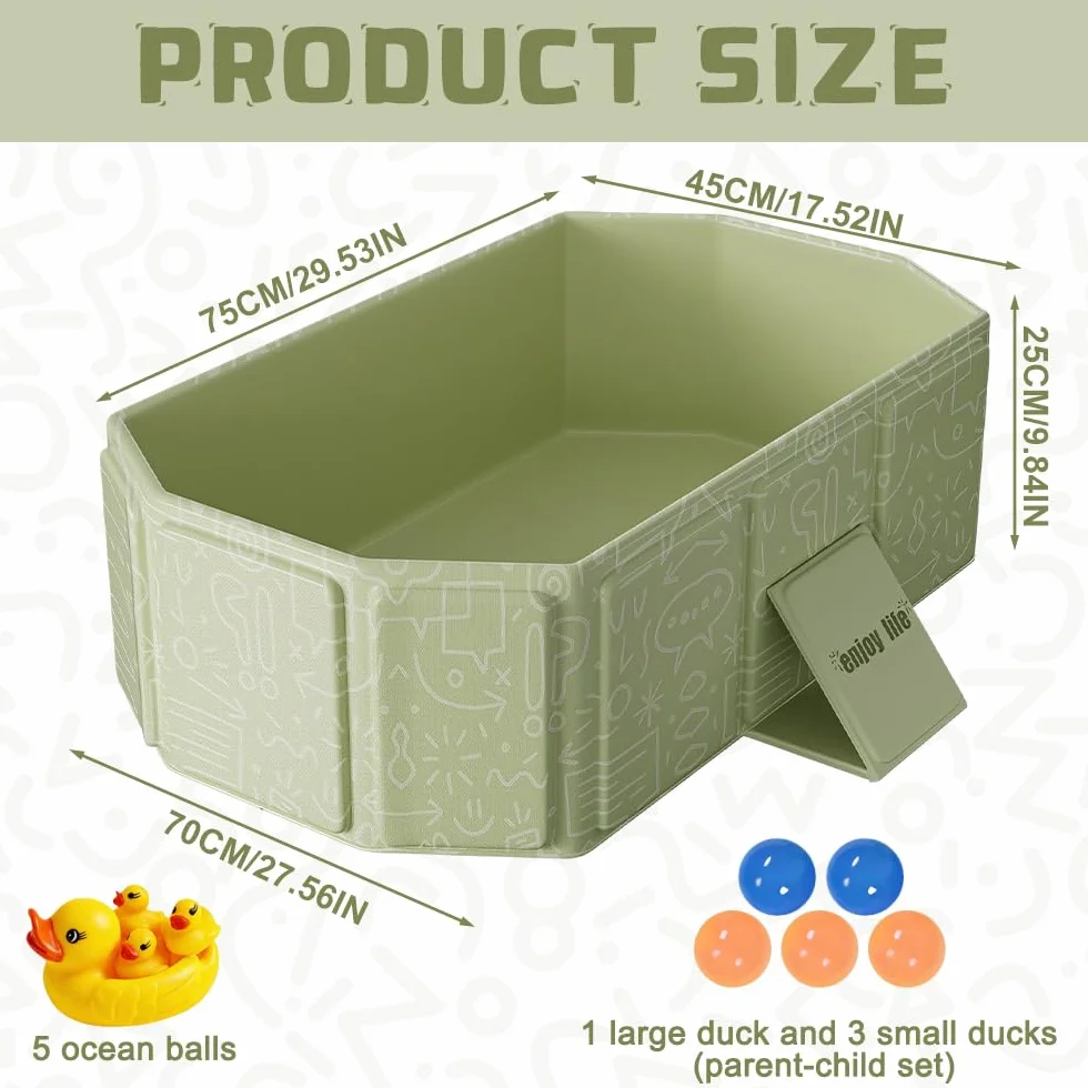 NAVESO Baignoire Pliable Bébé 75x45x25 cm Portable 0-5 Ans XXL avec Bouchon Vidange