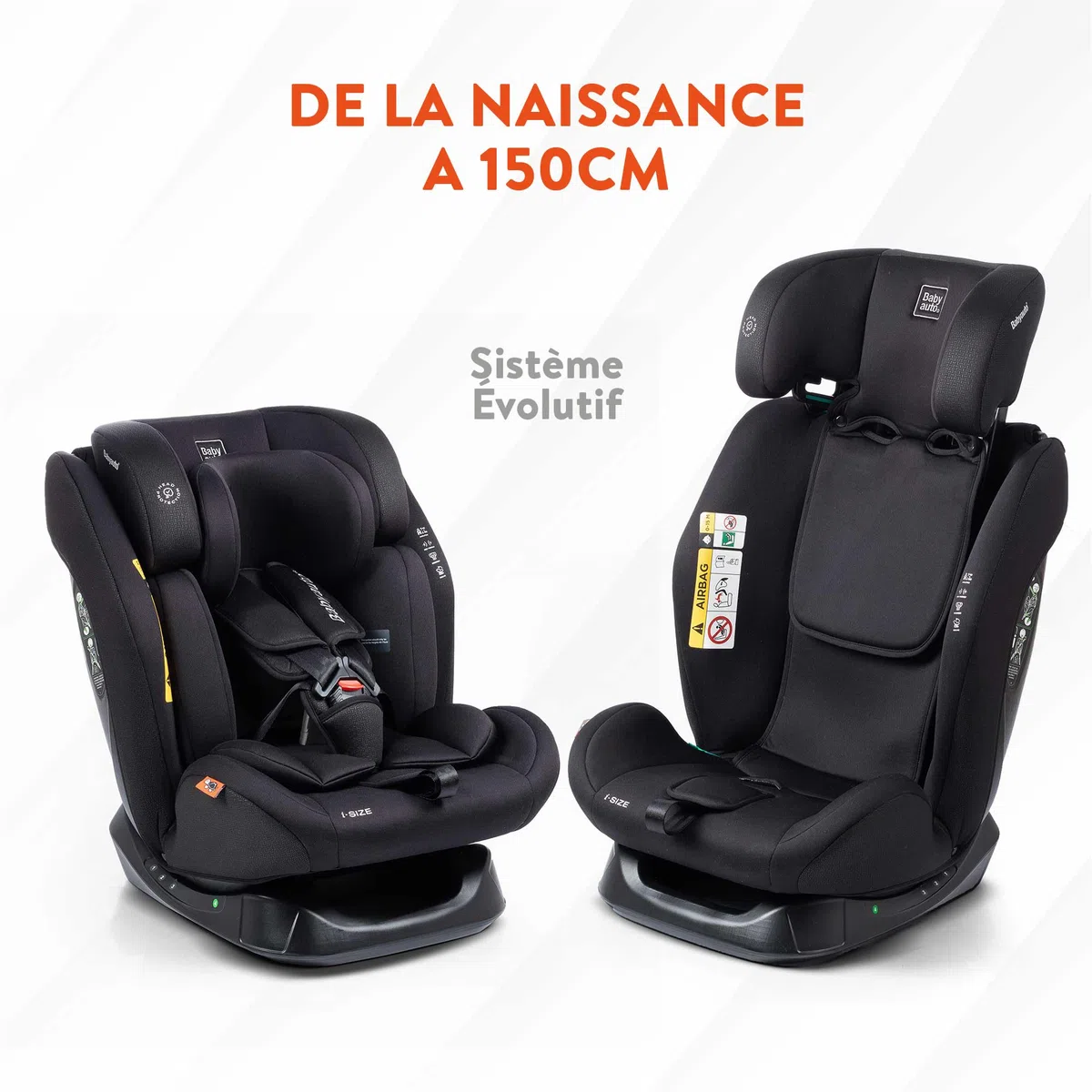 BABYAUTO - Siège auto LOLO 40-150 cm - Age : de la naissance à 12 ans - Taille I - Reverse jusqu'à 105 cm, environ 4 ans - Sans Isofix - Noir (STONE GREY)