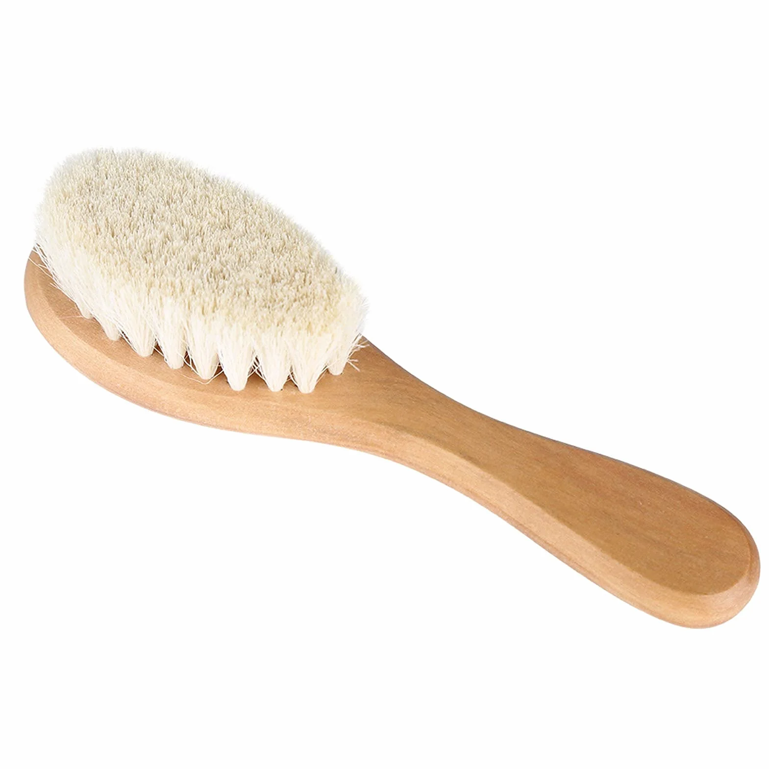 Peigne en cheveux de chèvre doux massage tête bébé manche bois