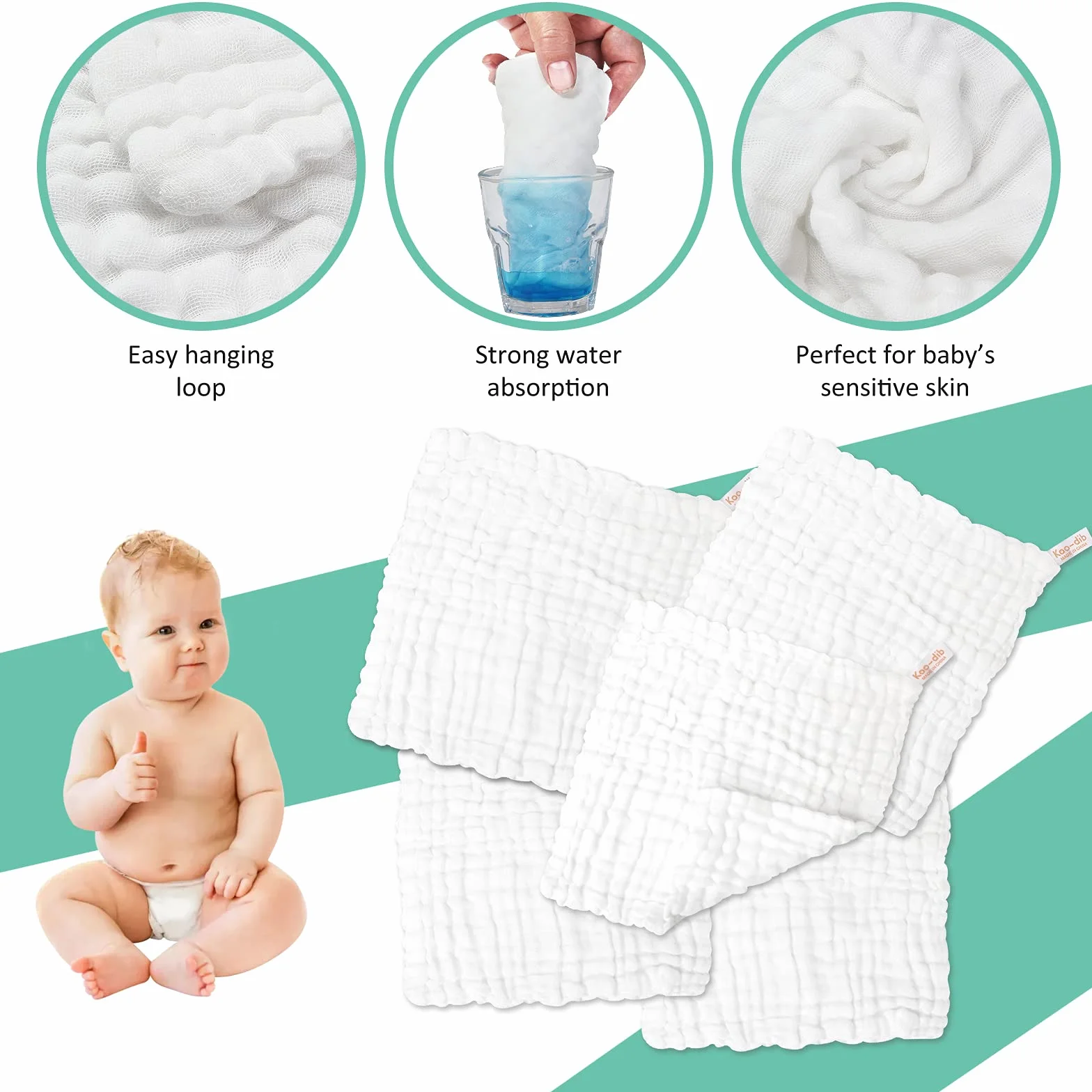 Lingette Bébé Lavable 10 Pcs 25x25cm Serviette Visage Main