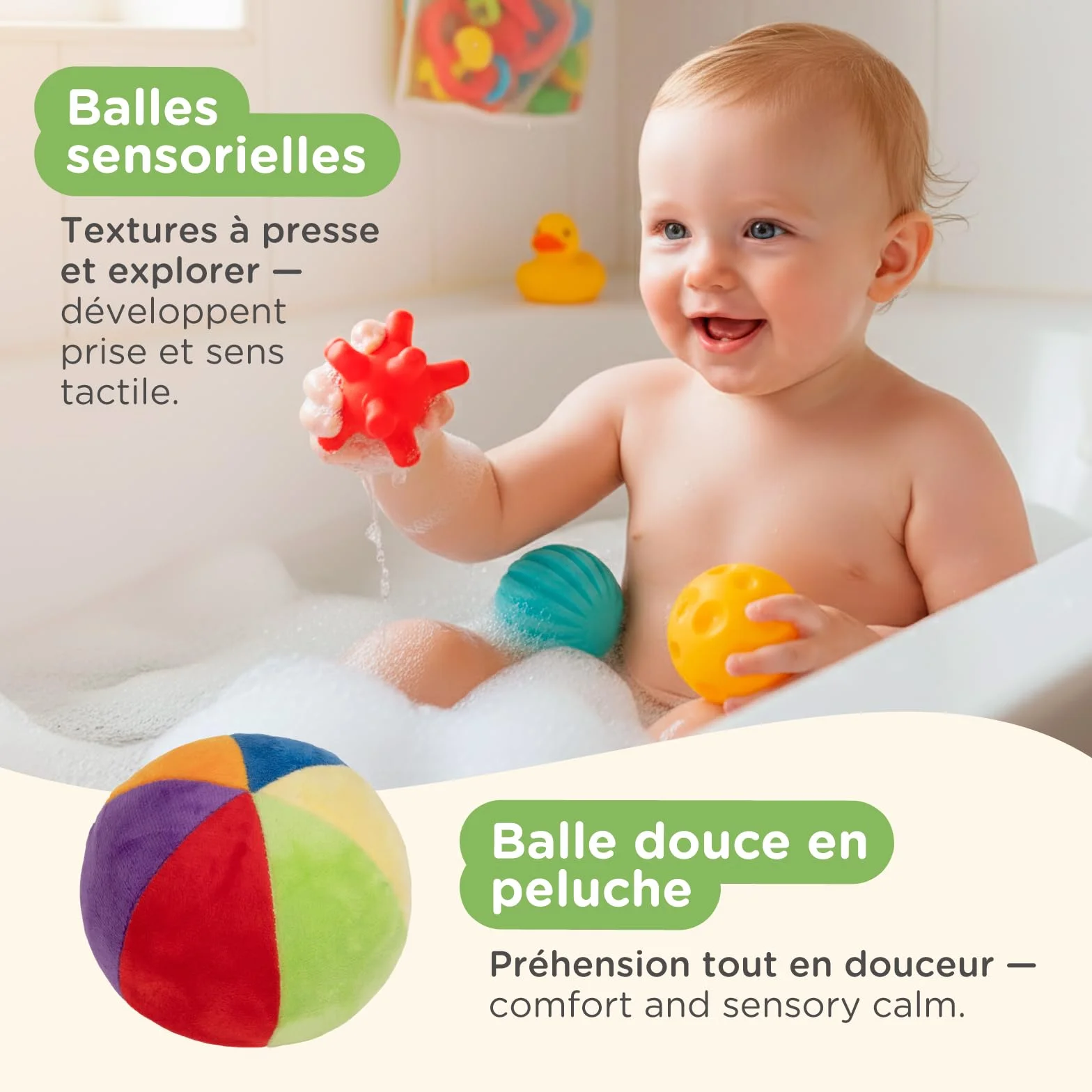 Nene Toys Jouet Montessori Bébé 0–6 Mois – Coffret Sensoriel 7-en-1 en Bois avec Livre Noir & Blanc, Boîte à Mouchoirs, Tambour Rotatif, Balles, Anneau de Dentition & Hochet – Cadeau Naissance