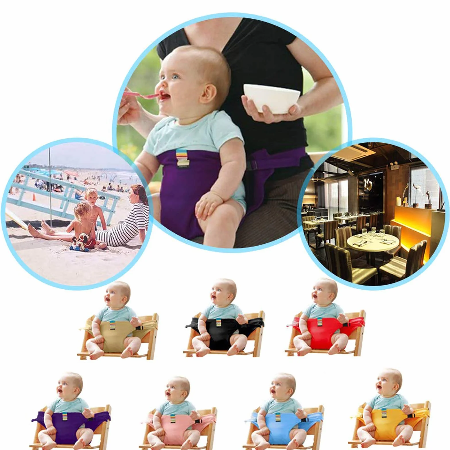 Lychee Chaise de voyage portative siège de sécurité bébés tout-petits ceinture sécurité sangles Noir