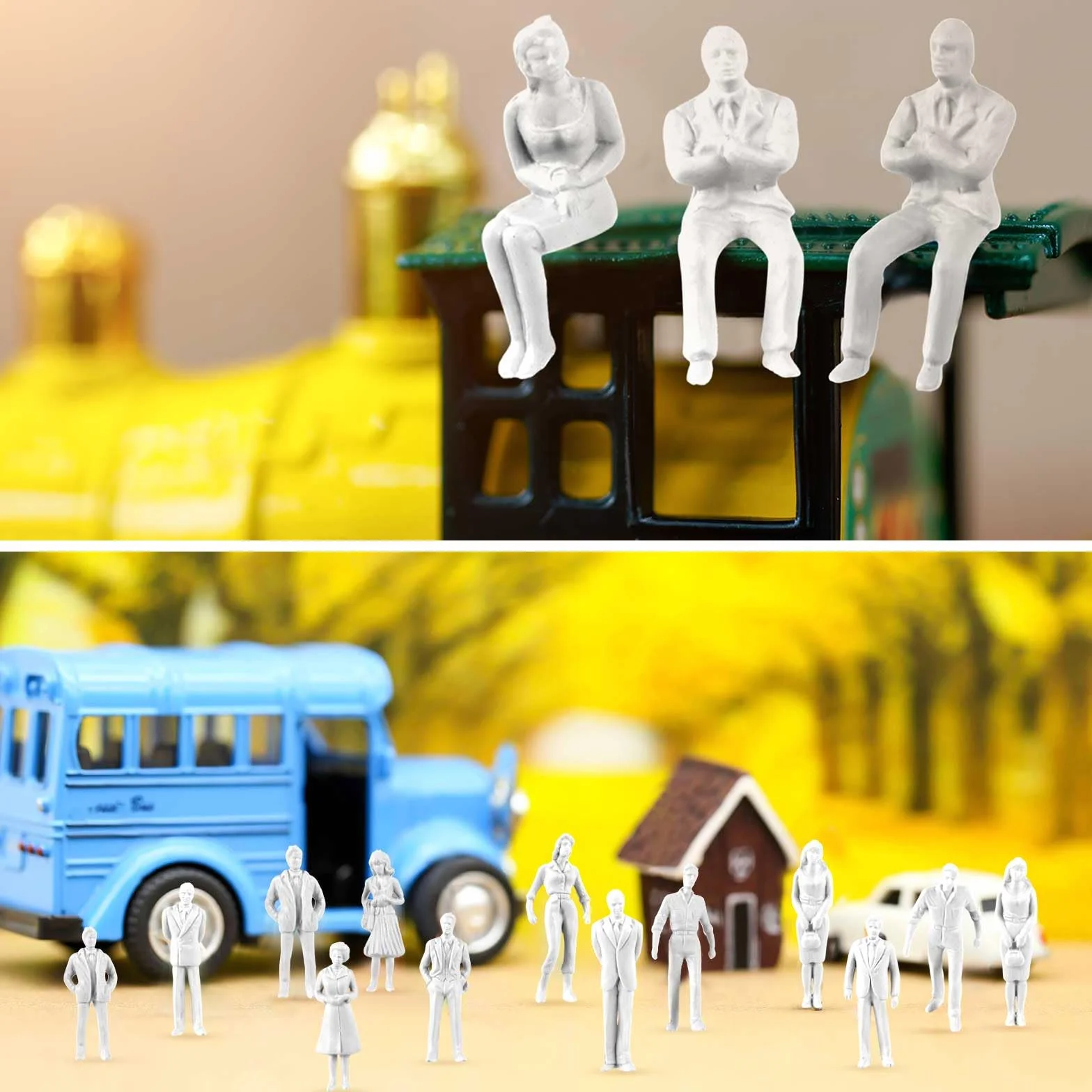 Namalu 50 Personnages Miniatures Échelle 1:50 Figurines Blanches Non Peintes Maquettes Architecturale
