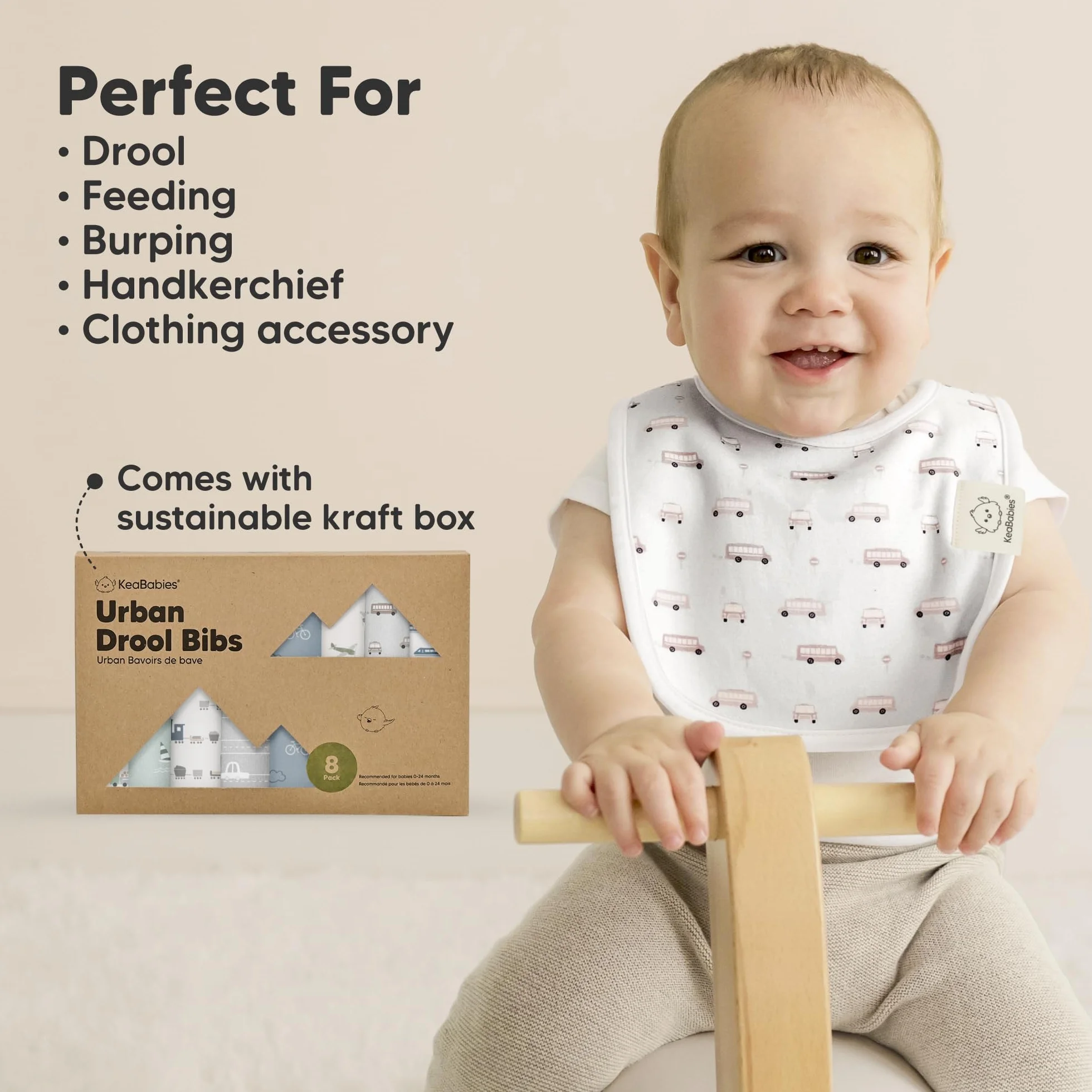 KeaBabies Bavoirs Bébé Bio Coton Biologique Dentition 0-24 Mois Lavable Machine