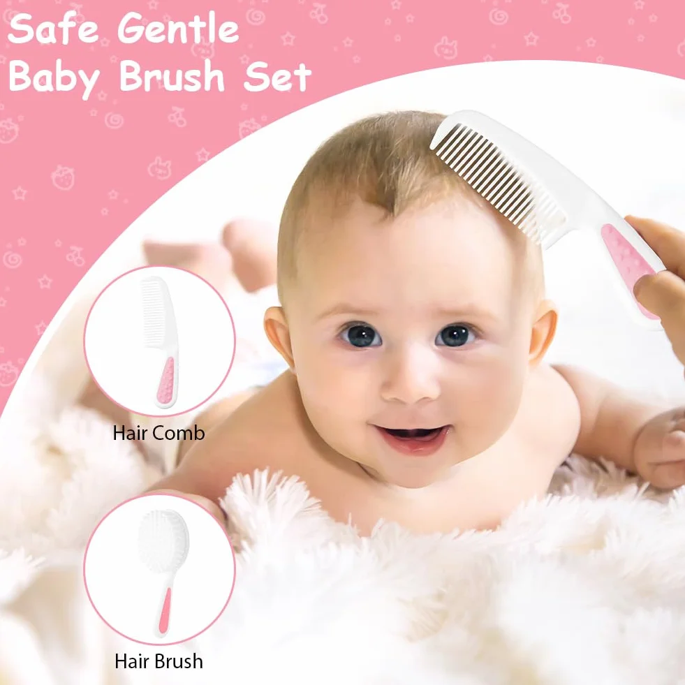 Flintronic Trousse de Soin Bébé 14 Pièces, Trousse de Toilette Compacte avec Brosse à Cheveux et Pince à Ongles