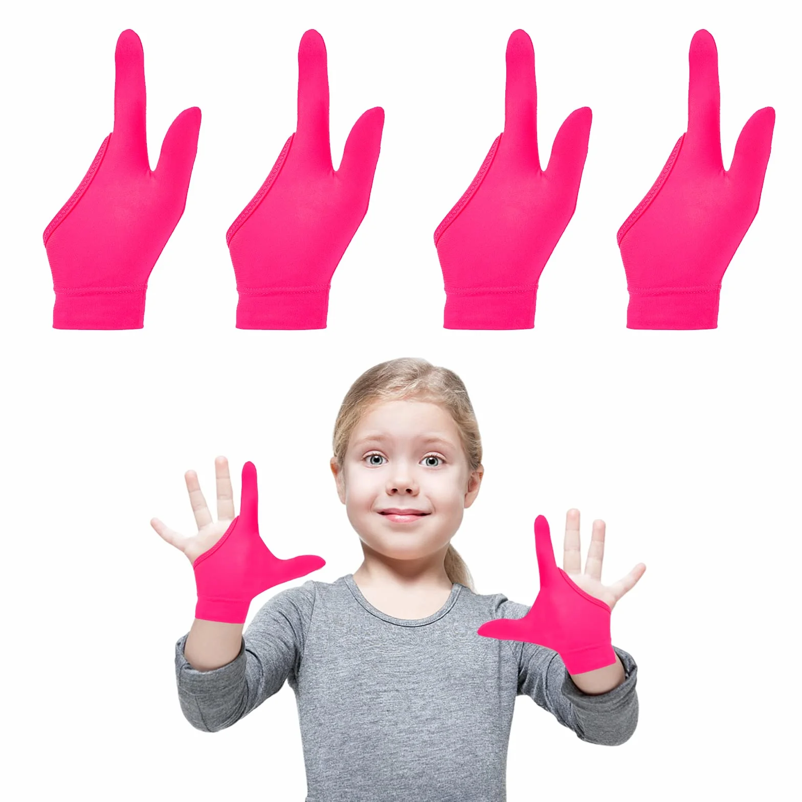 Gants de protection pour le pouce - Lot de 4 - Compression respirants - Anti-succion - Enfants - Rose