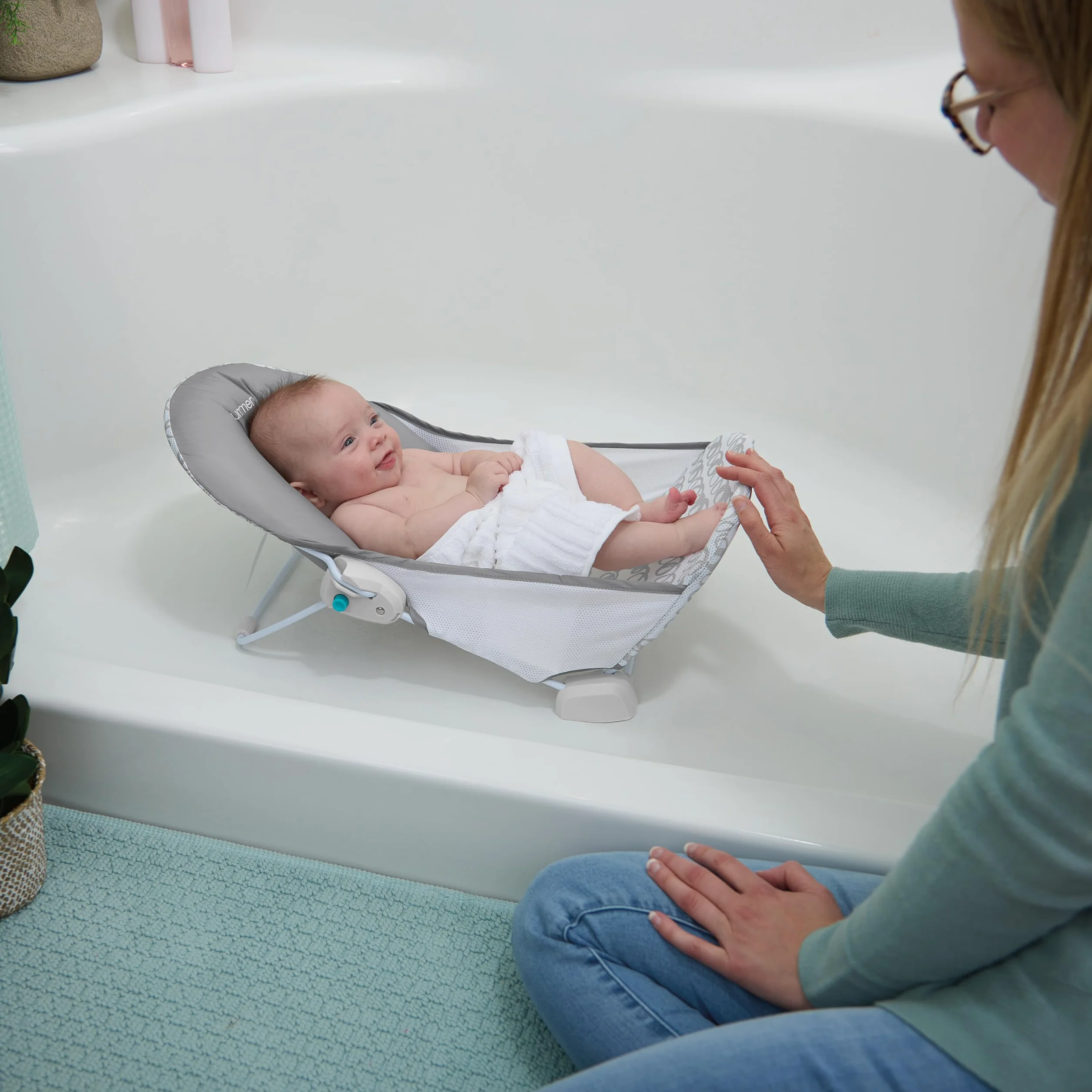 INGENUITY Transat de bain pour bébé pliable gris