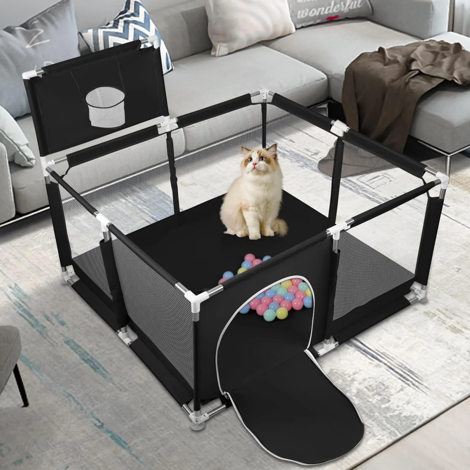 Box per Bambini con Succhiatori Recinto per Baby Tessuto Oxford 300D Centro Attività 126x126x66 cm Nero