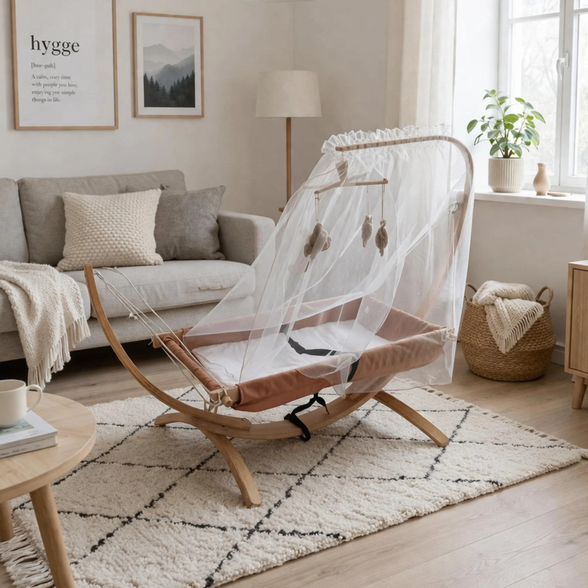 Hamac chaise longue suspendue ergonomique avec structure en bois, confortable, portable, design moderne pour intérieur et balcon