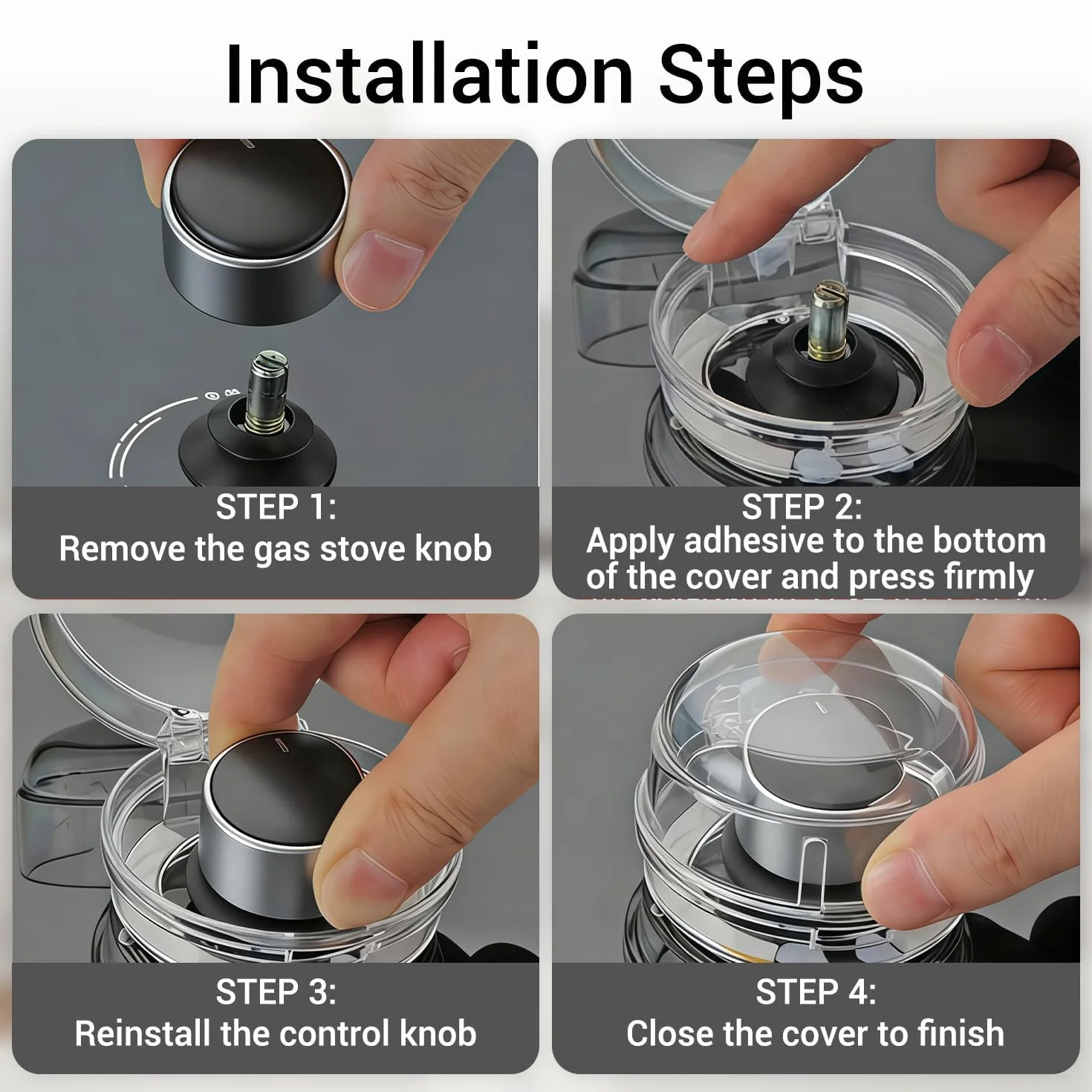 Cache-boutons de cuisinière adhésif renforcé résistants à la chaleur lot de 6 transparent