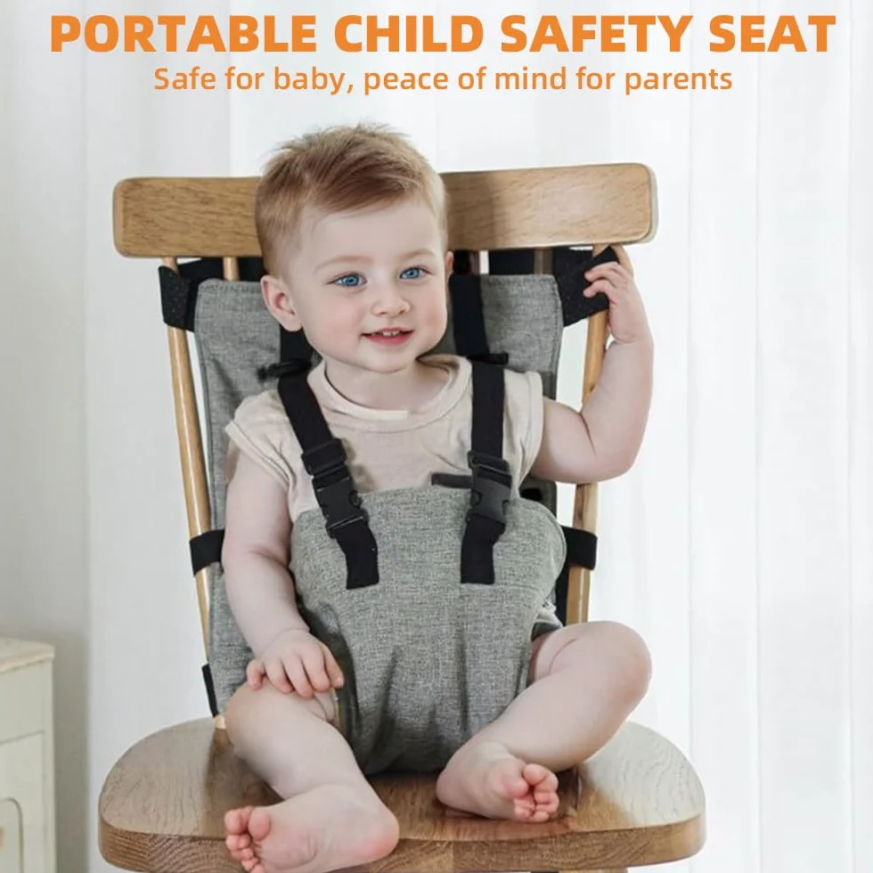 Harnais Chaise Haute Bébé, Ceinture de Sécurité Bébé Repas, Portable Voyage Lavable, Siège 6 Mois à 3 Ans