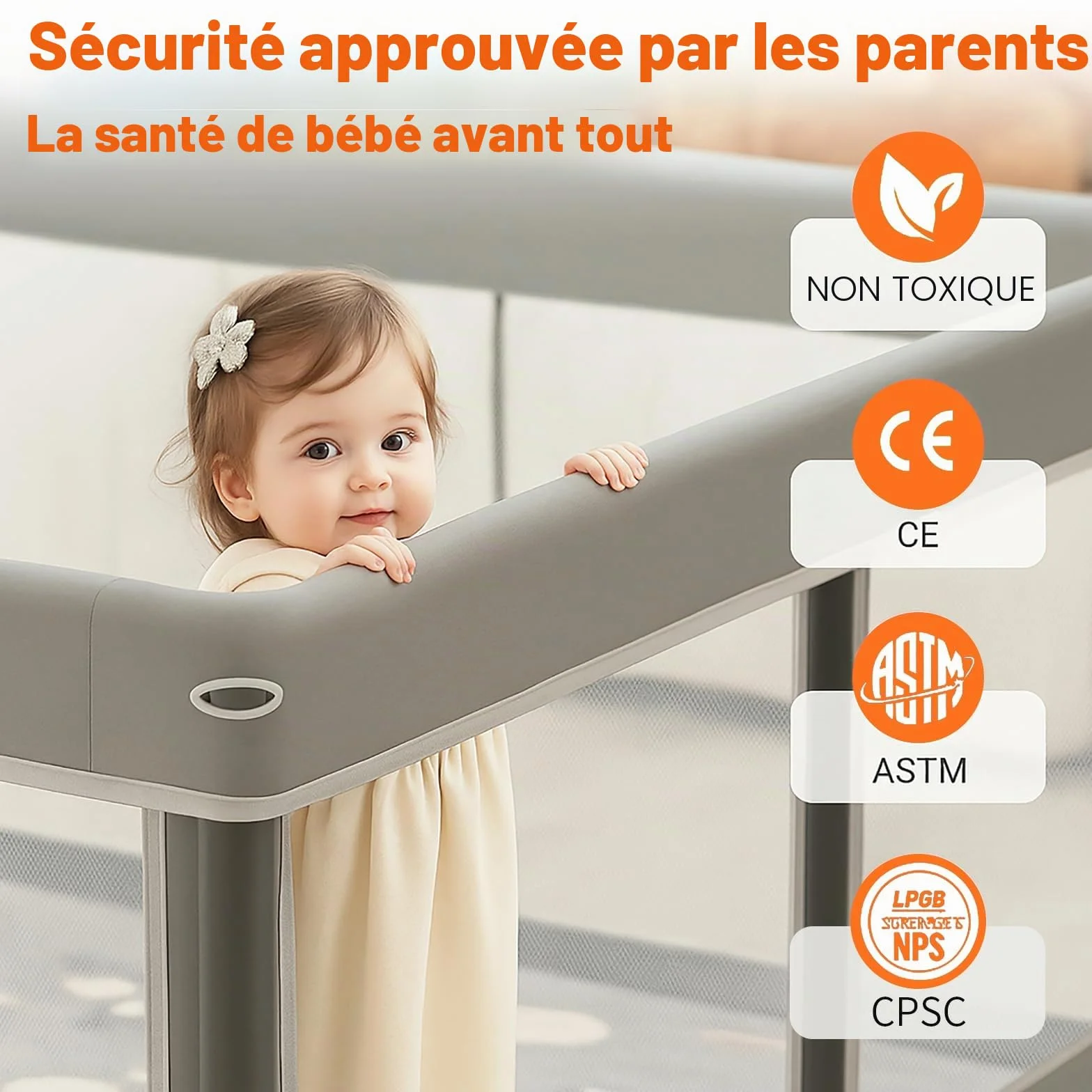 Parc pliable pour bébé avec tapis, portable, spacieux, robuste, installation rapide
