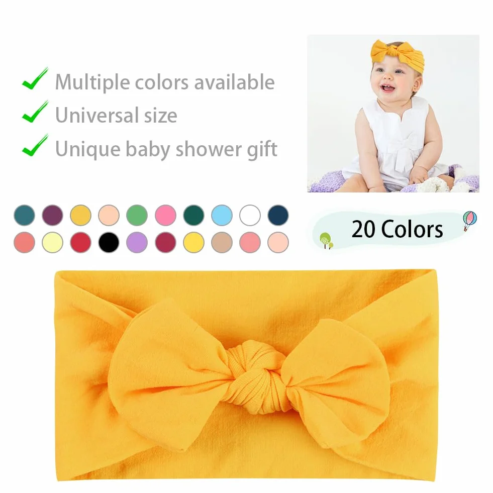 Lot de 20 bandeaux pour bébé fille avec nœuds pour cheveux nouveau-né
