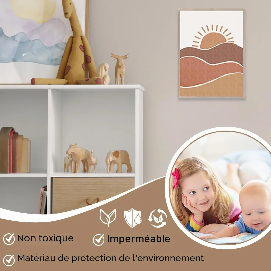 Lot de 3 tableaux décoration murale chambre enfant fille Arc-en-ciel DIN A4