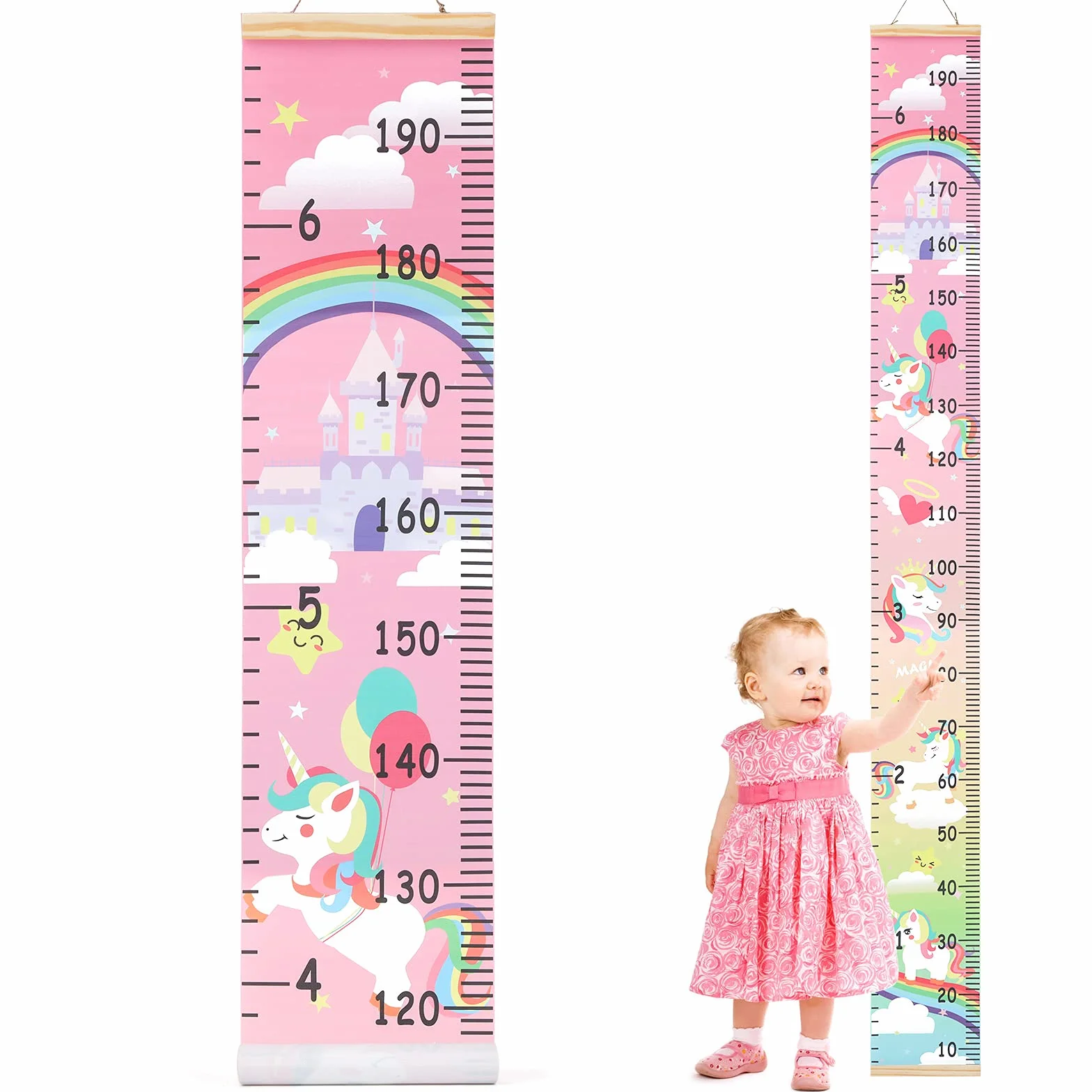 Toise Murale Enfant Licorne Tableau de Croissance Dessin animé Toile 190 cm * 20 cm