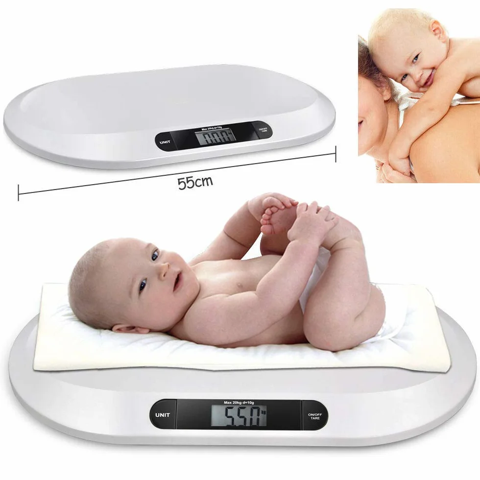 Pèse-bébé électronique numérique 20 kg 44 LBS 55 cm x 32 cm x 3 cm