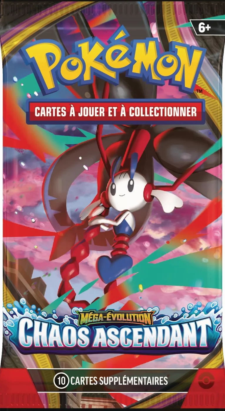 Pokémon Blister Trois boosters Méga-Évolution Chaos Ascendant Carte Promo Brillante