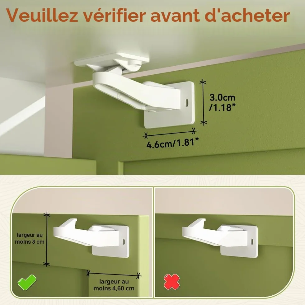 SAFELON 12 Pièces Serrures d’armoire de sécurité pour bébé à l’épreuve des enfants avec vis (Blanc)