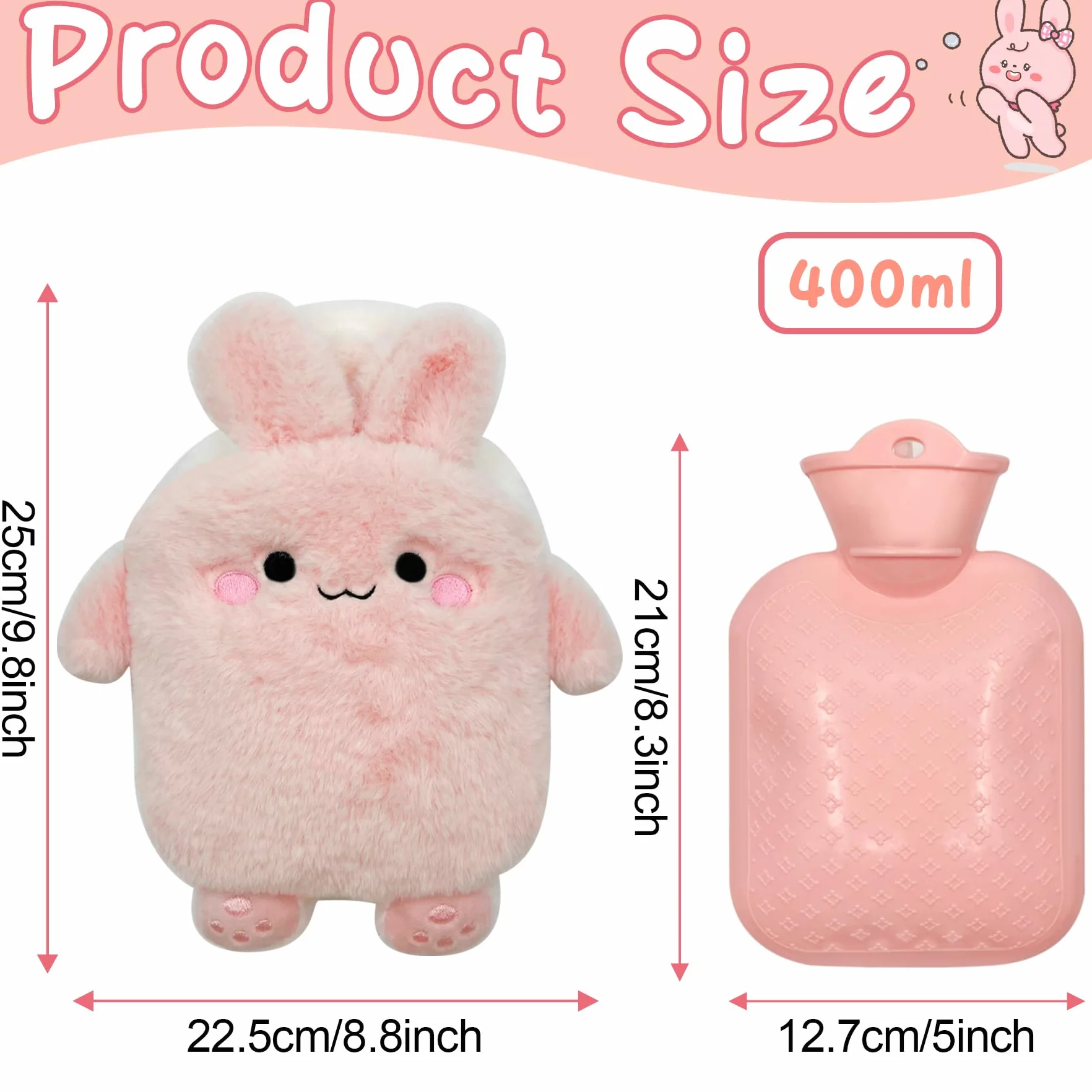 Bouillotte Avec Housse d'Eau Chaude en Silicone - Mini Peluche Sûre et Durable, Recyclable Pour l'Hiver