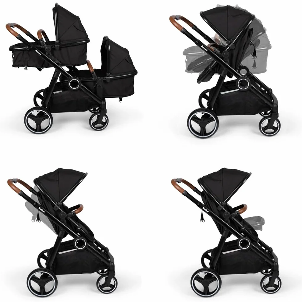 Baninni Poussette Double 4-en-1 avec Siège d’Auto Luiz Noir
