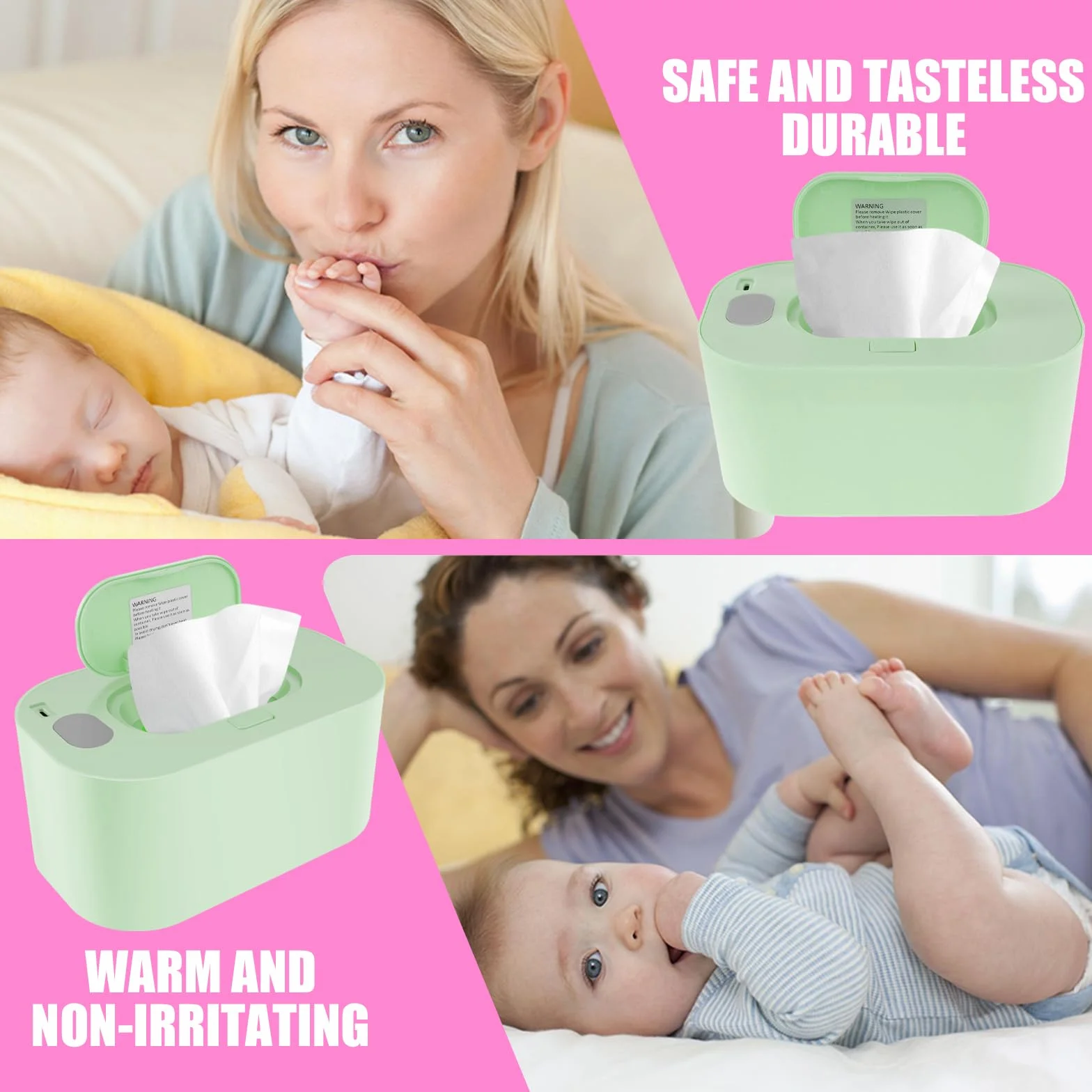 Chauffe-lingettes bébé USB portable température constante réutilisable vert