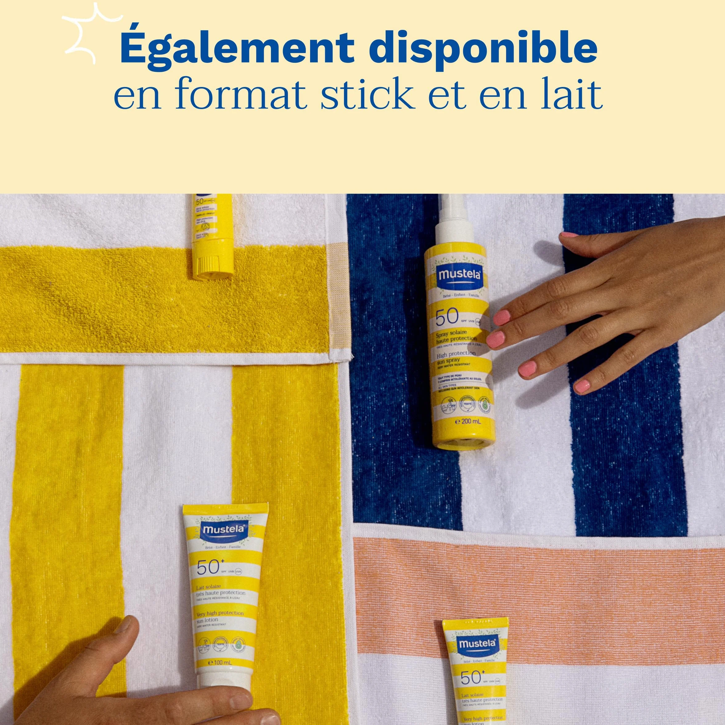 Mustela Spray Solaire Haute Protection SPF 50 Avocat Bio Famille Naissance Résistant Eau Sable