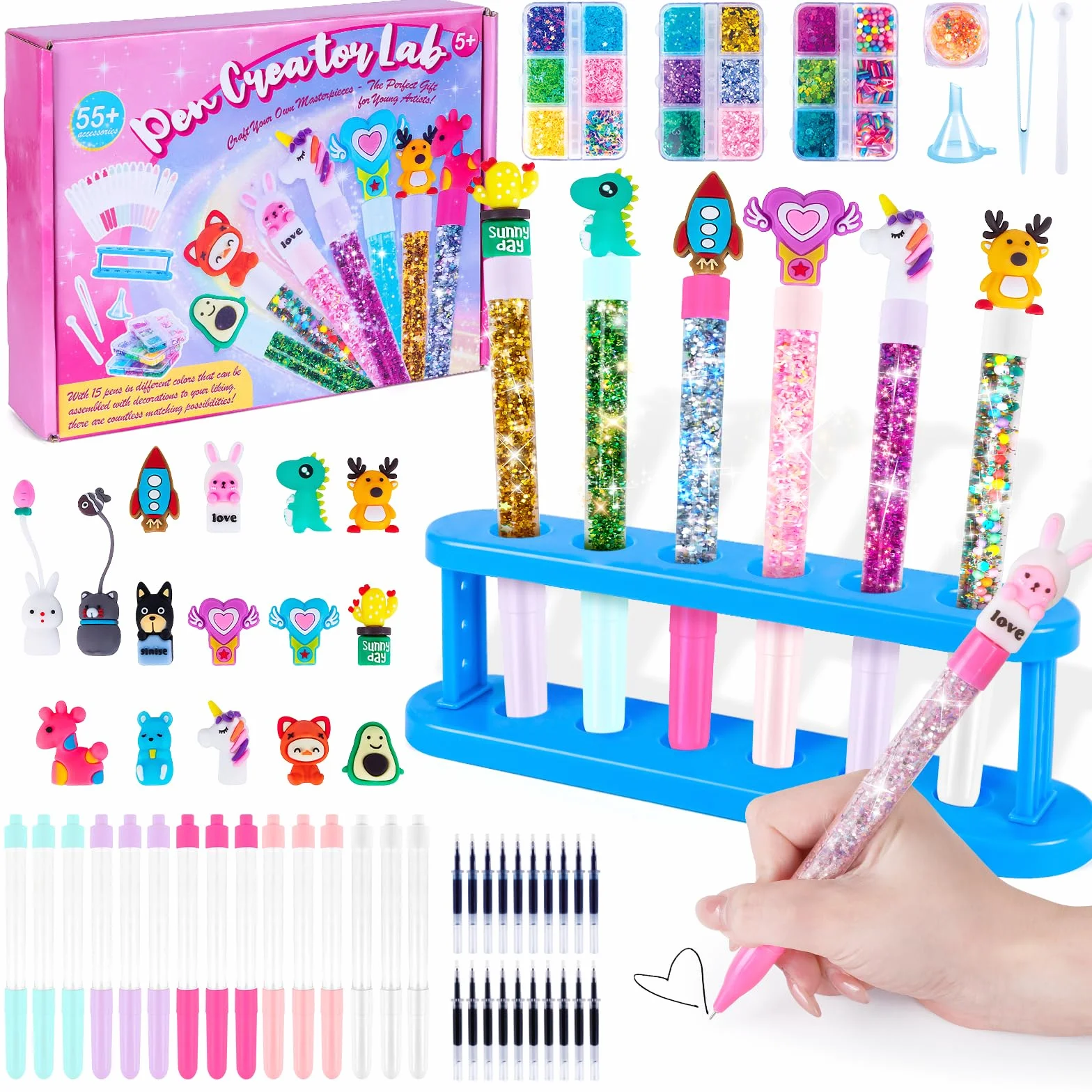 Kazzley Fabrique a Stylo, Kit de Creation Stylo avec 55+ Accessoires, Activité Manuelle Enfants