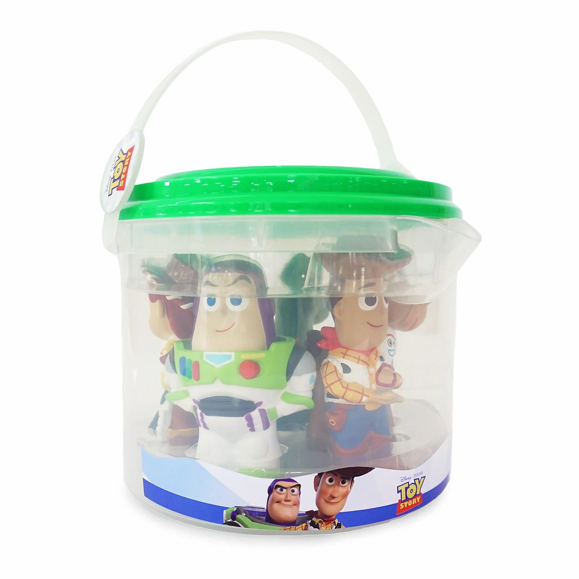 Disney Store Ensemble de Jouets pour Le Bain Toy Story 5 pièces Buzz l'éclair Woody Jessie Pile-Poil Rex Seau à Couvercle tamisé