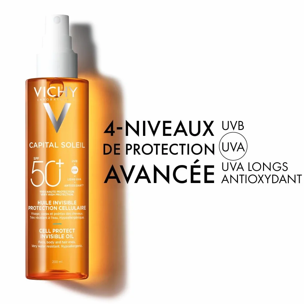 Vichy Capital Soleil Huile Solaire SPF50+ Visage Corps Cheveux 200 ml