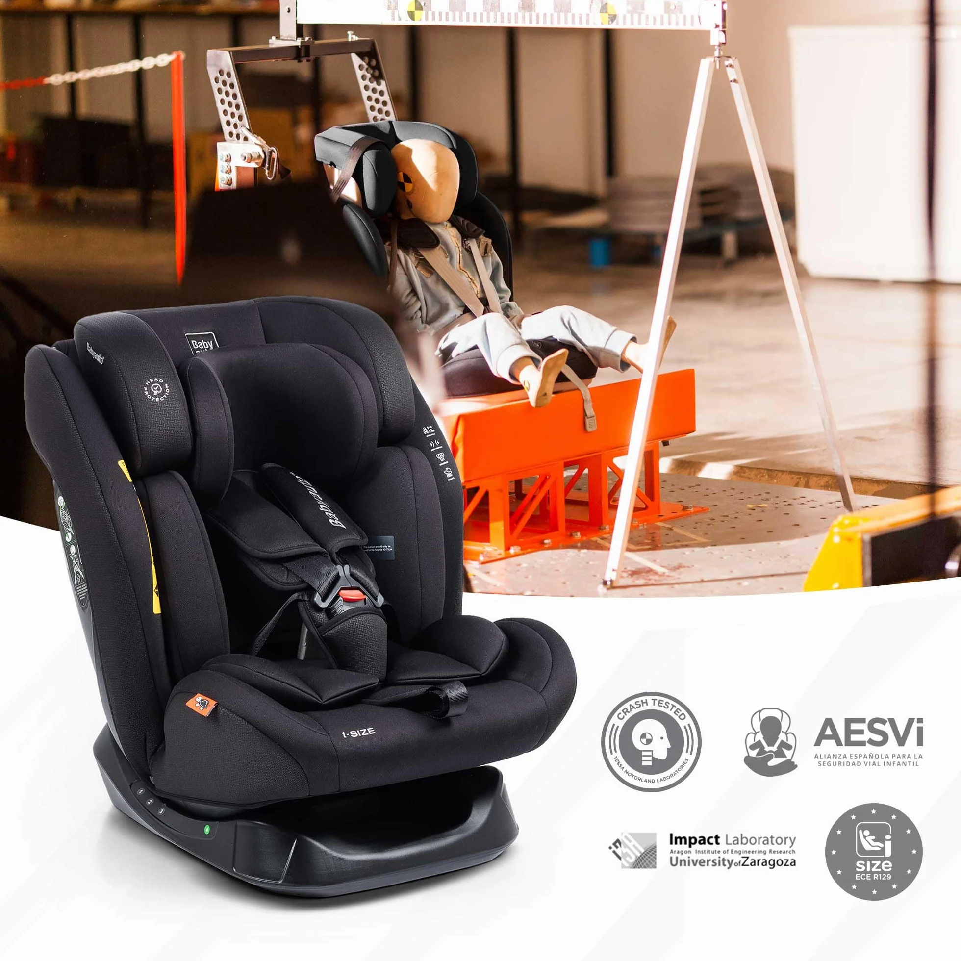 BABYAUTO - Siège auto LOLO 40-150 cm - Age : de la naissance à 12 ans - Taille I - Reverse jusqu'à 105 cm, environ 4 ans - Sans Isofix - Noir (STONE GREY)