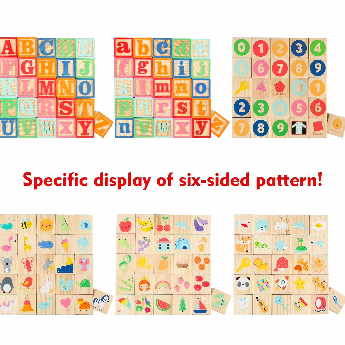 Wondertoys Blocs ABC en Bois Jeux de Construction Lettres Alphabet Jouets éducatifs Enfants 26 pièces