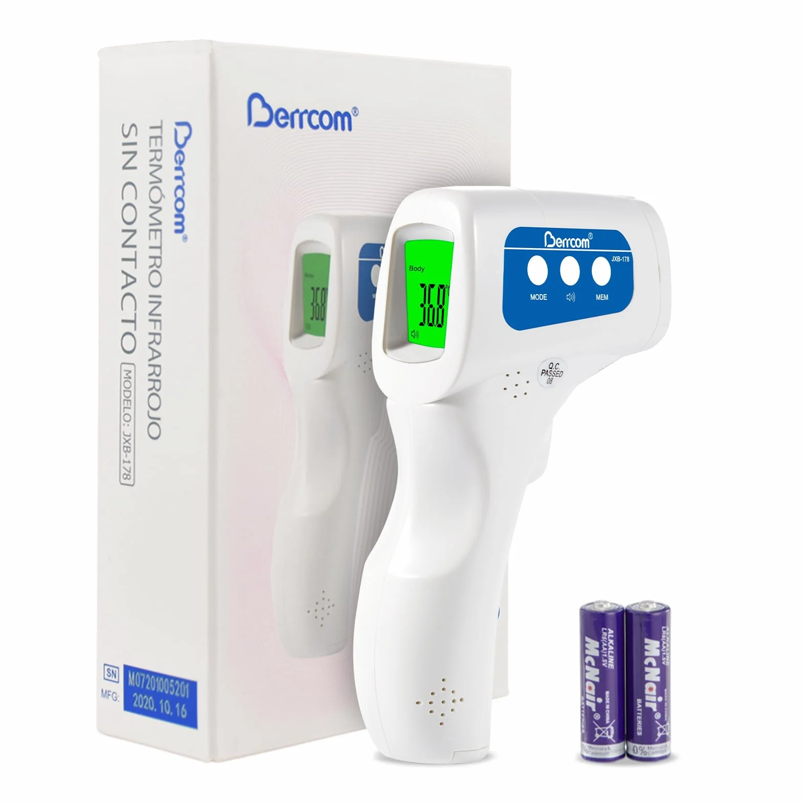 Berrcom Thermomètre Frontal Infrarouge Sans Contact pour Adulte, Bébé et Enfant