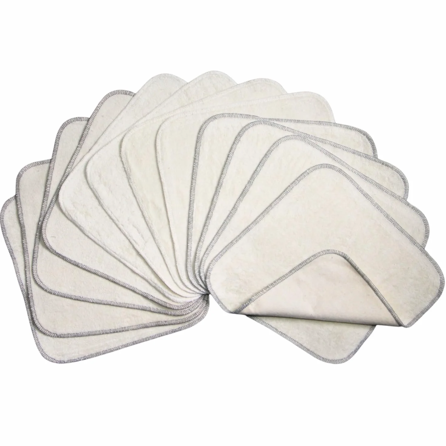 Gants de toilette en flanelle double couche avec éponge 12 pièces réutilisables bébé
