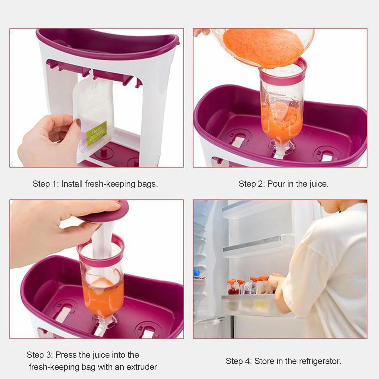 Station De Compression Pour Aliments Pour Bébé Machine À Sachets Fraîchement Pressés (20 Sacs)