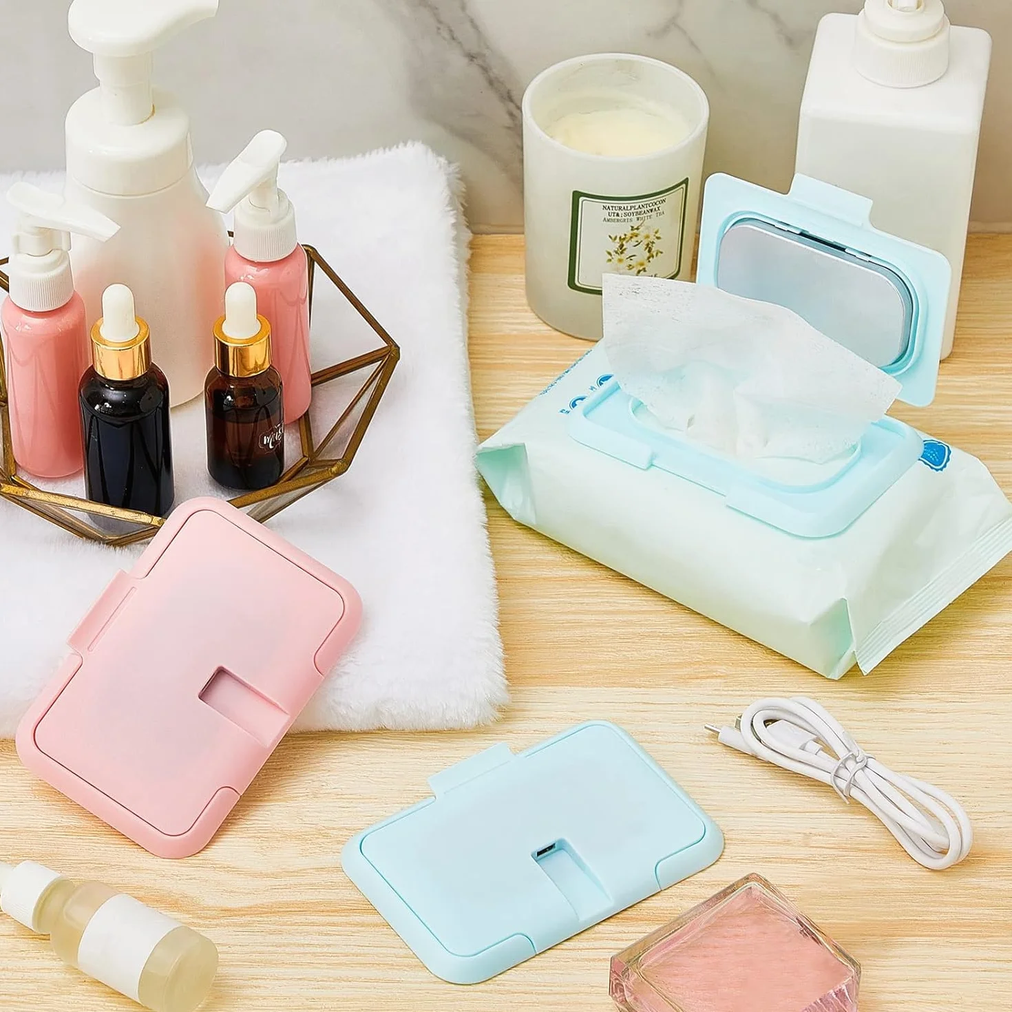 Chauffage Portatif pour Lingettes Humides USB 104°F Rose