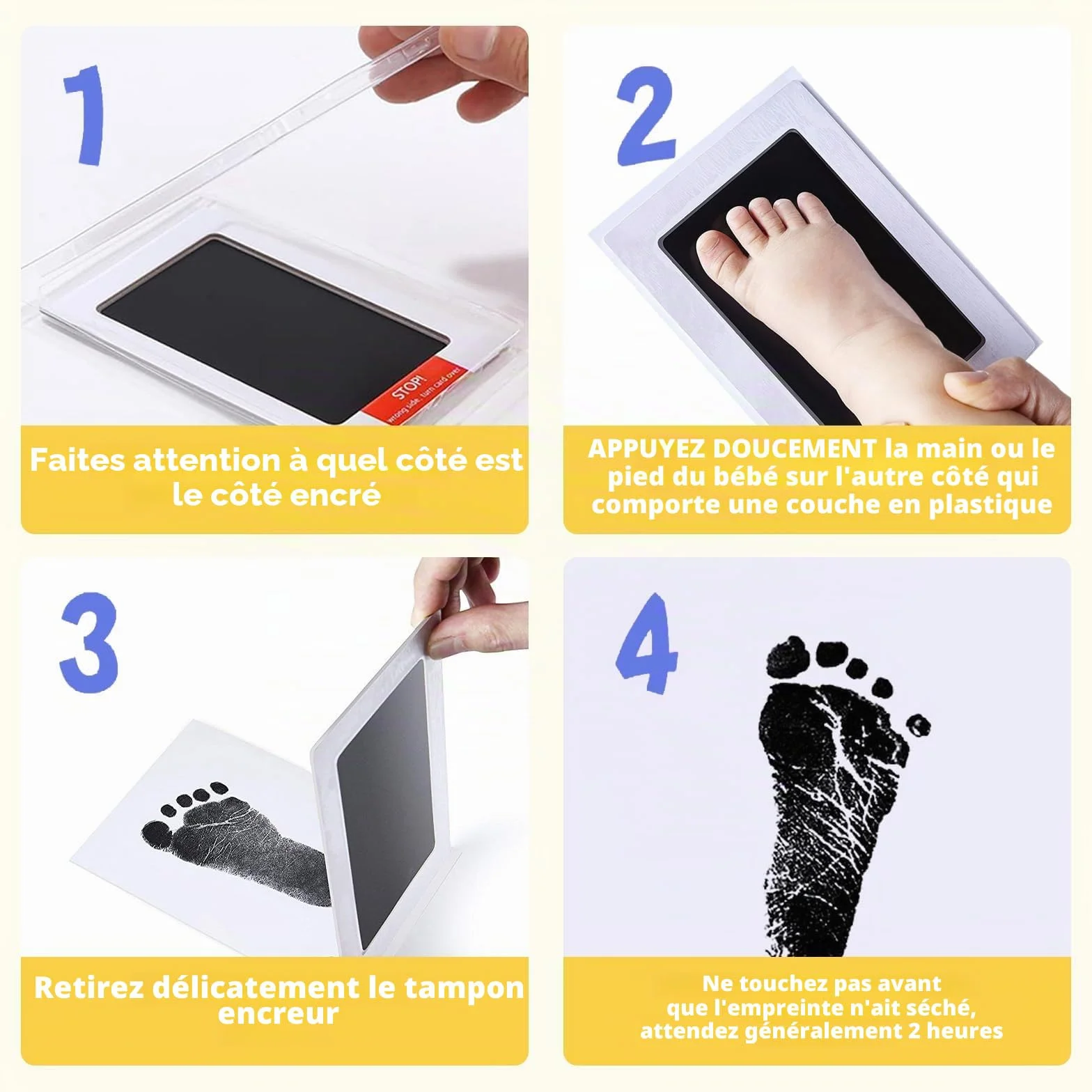 Kit Empreinte Bébé Main et Pied Sans Encre Clean Touch Tampon Souvenir Naissance Cadeau