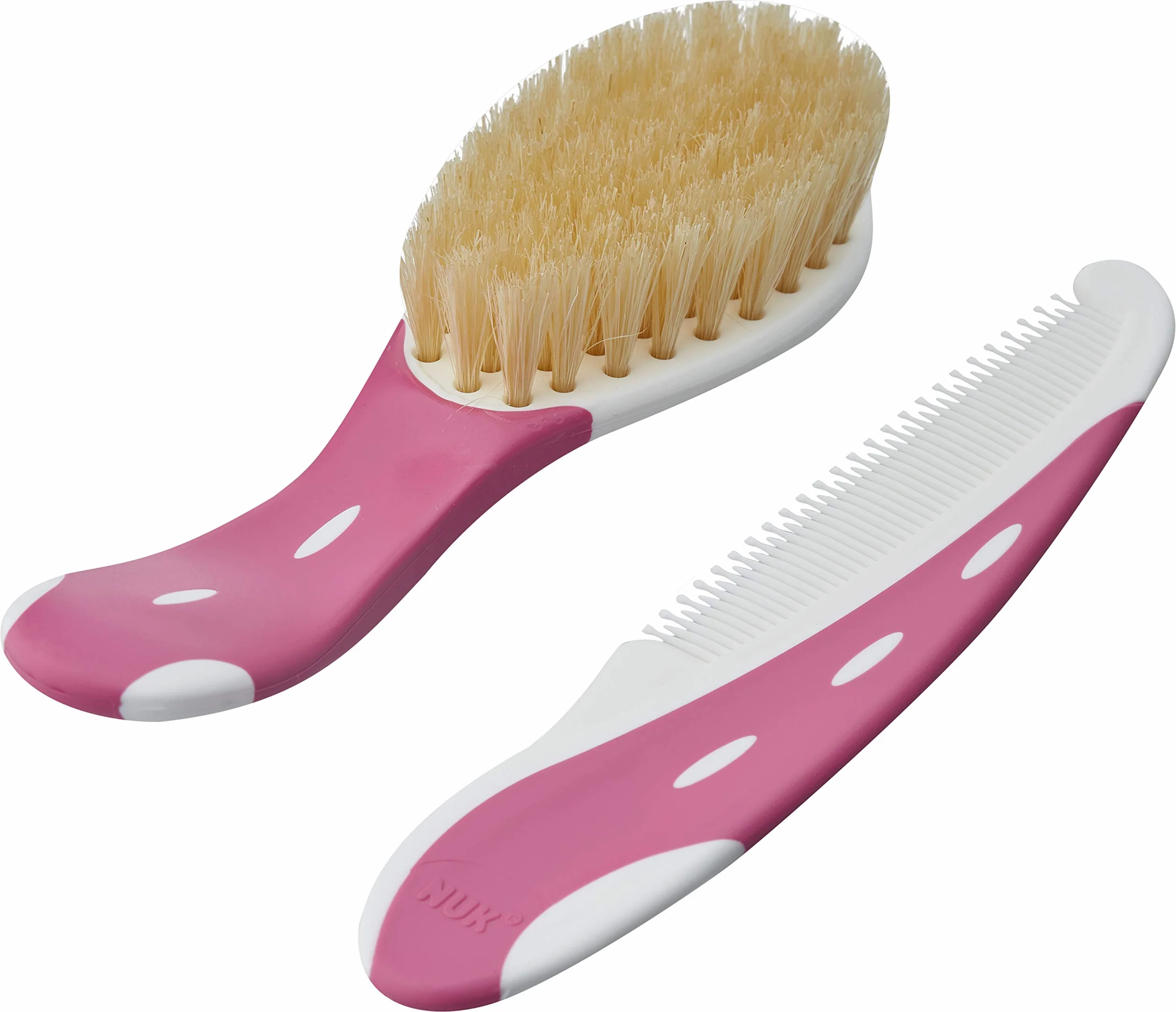 Nuk Brosse Bébé Poils Naturels Peigne Dents Arrondies Rose
