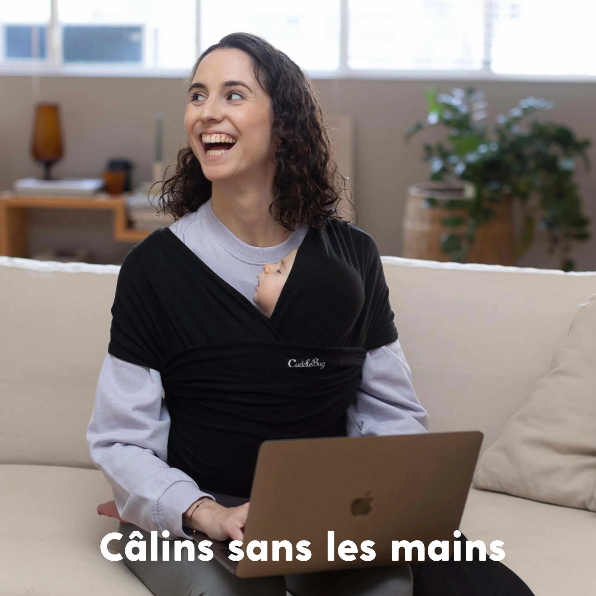 CuddleBug Écharpe de Portage Facile à Enfiler Porte Bébé Naissance Multifonctionnel 16 Kg Noir