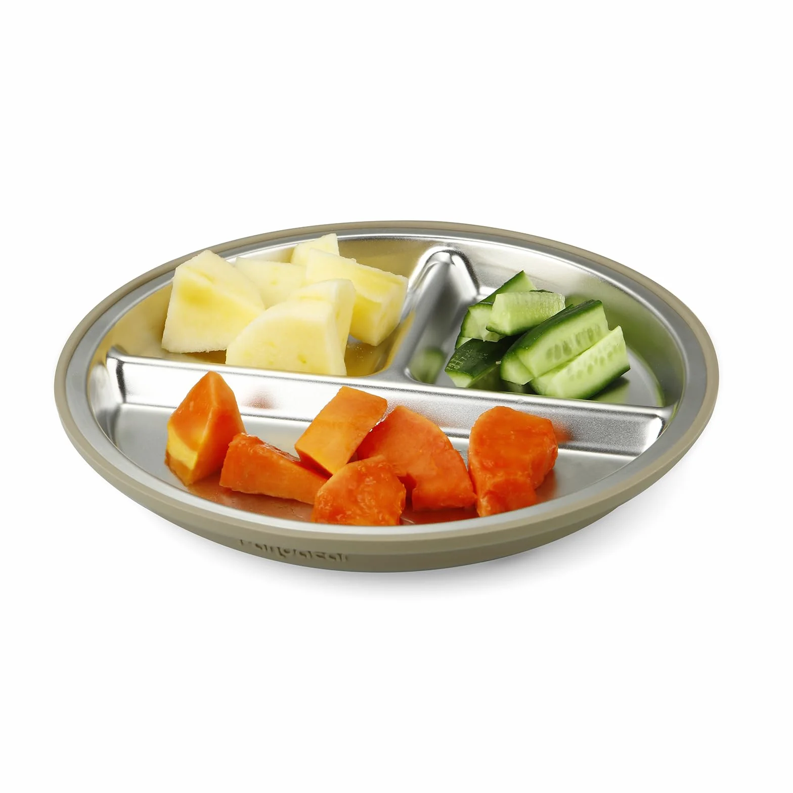PandaEar Assiettes en Acier Inoxydable avec Suction pour Bébé, Lot de 3, Assiette Divisée pour Enfants, Set de Repas Antidérapant (Bleu)