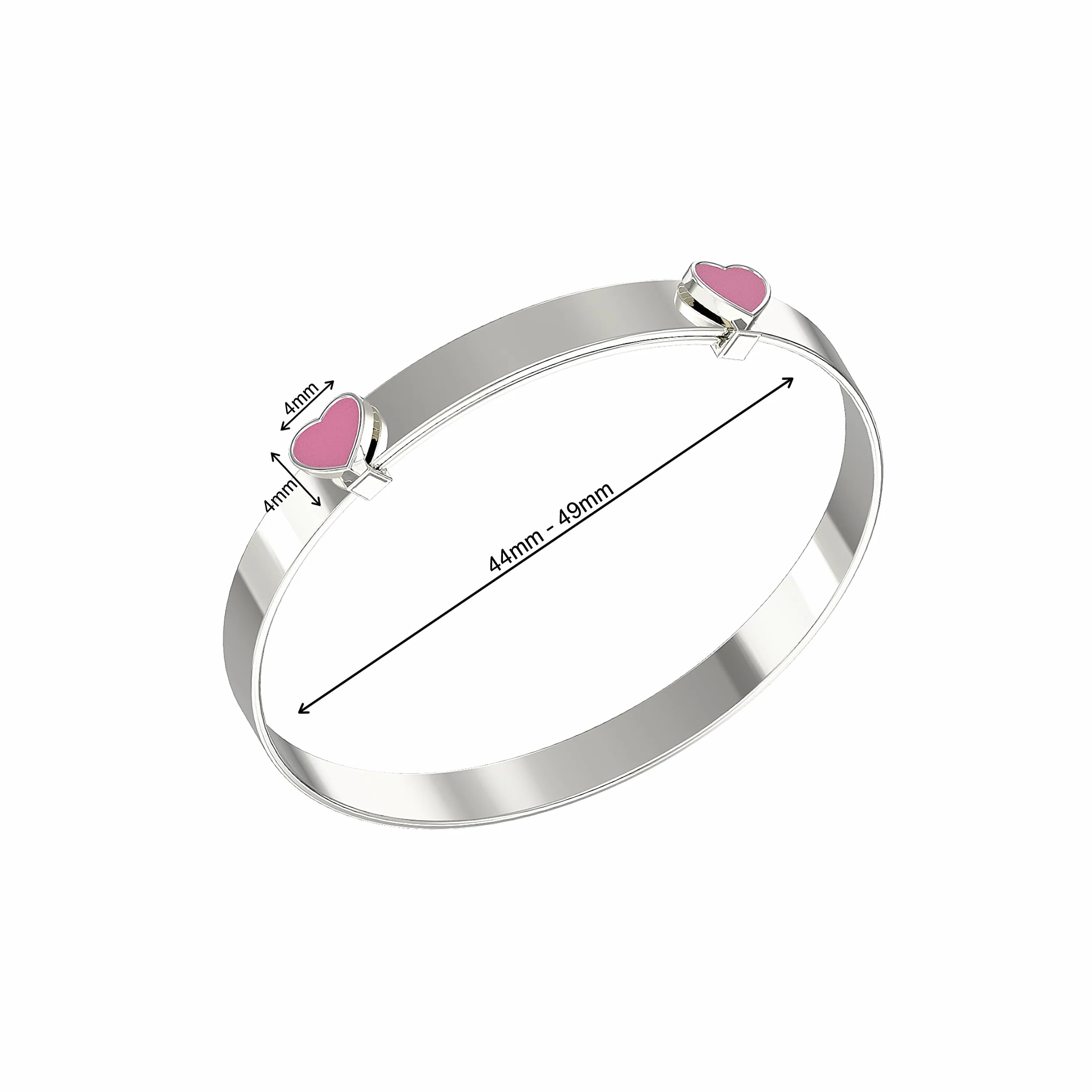 Aeon Bracelet extensible bébé argent sterling 925, cœurs émail rose, baptême, coffret cadeau