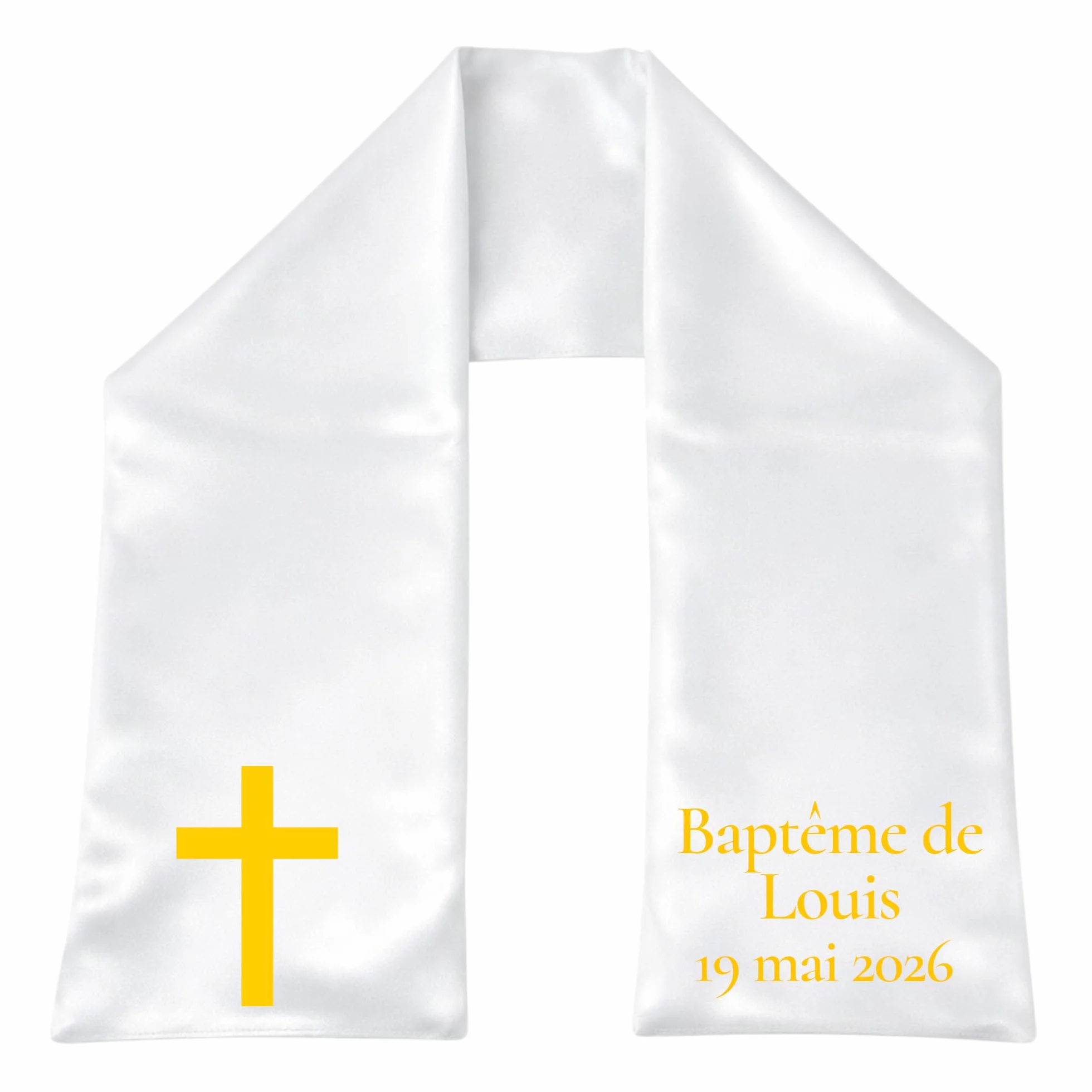 Écharpe de Baptême Satiné Religieuse Personnalisée Fait Mains Bébé Enfant