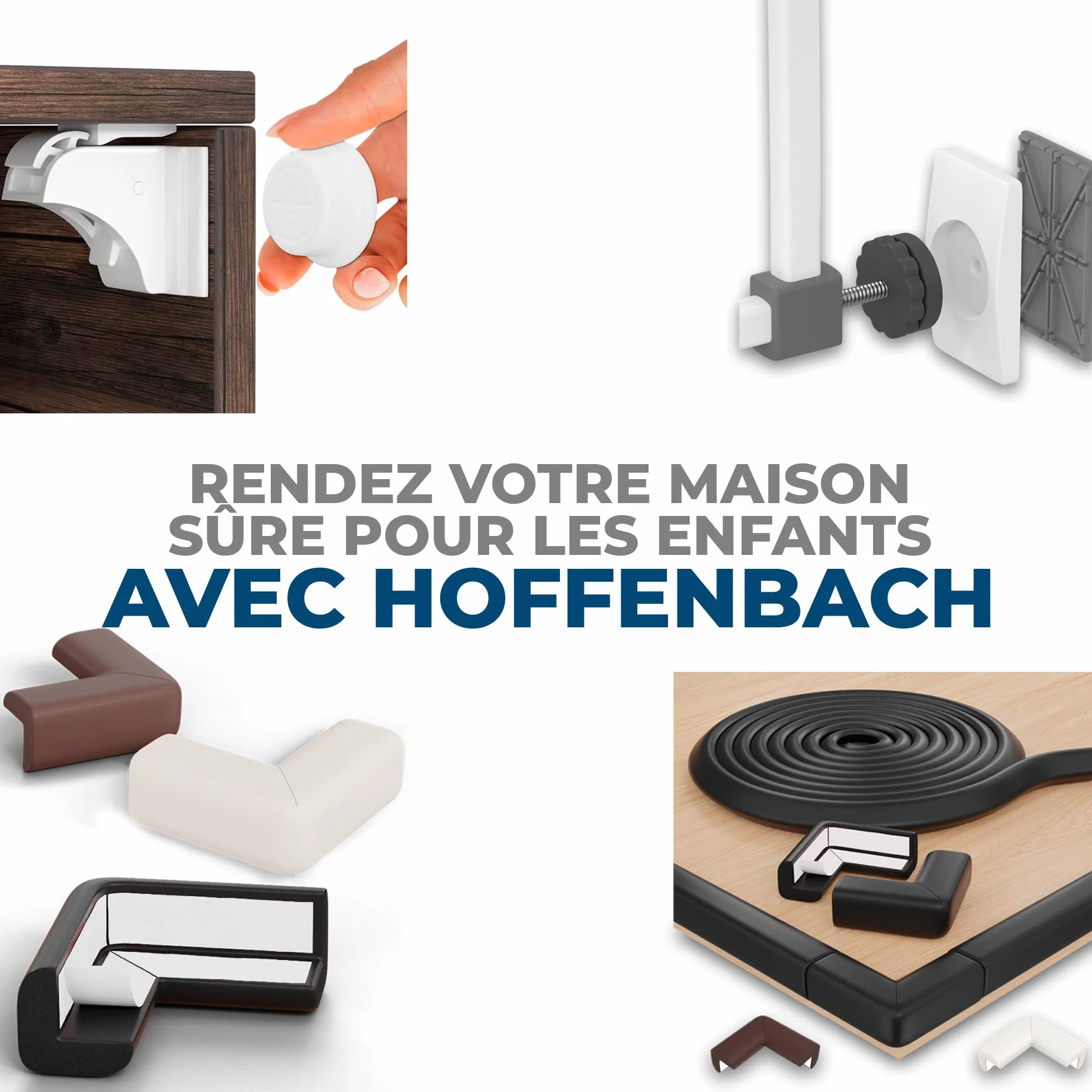 Hoffenbach Protection pour Bébé – Coussin de Sécurité en Mousse Adhésive pour Angles – Noir