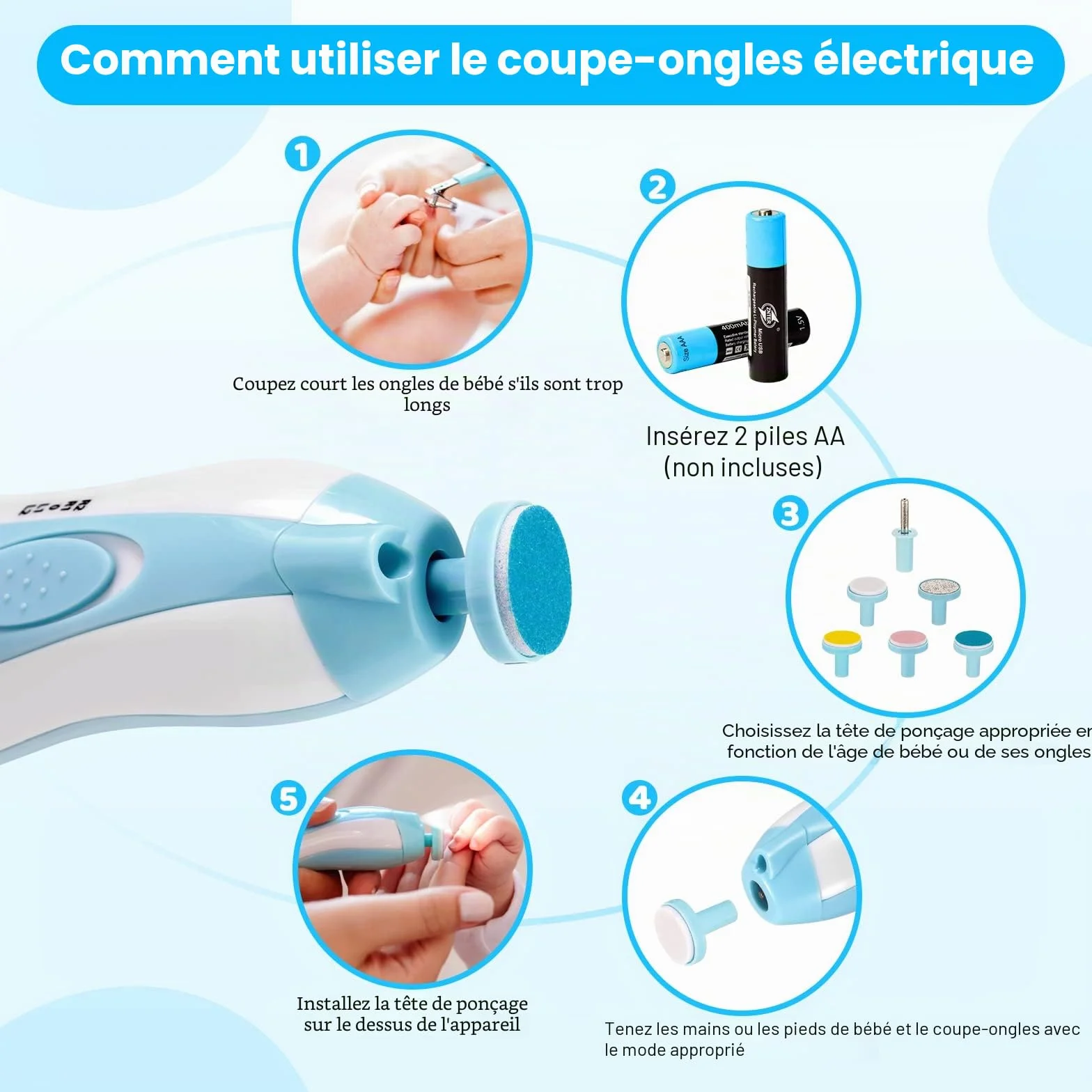 Kit de soins de toilettage pour bébé 28 pièces avec brosse peigne coupe-ongles