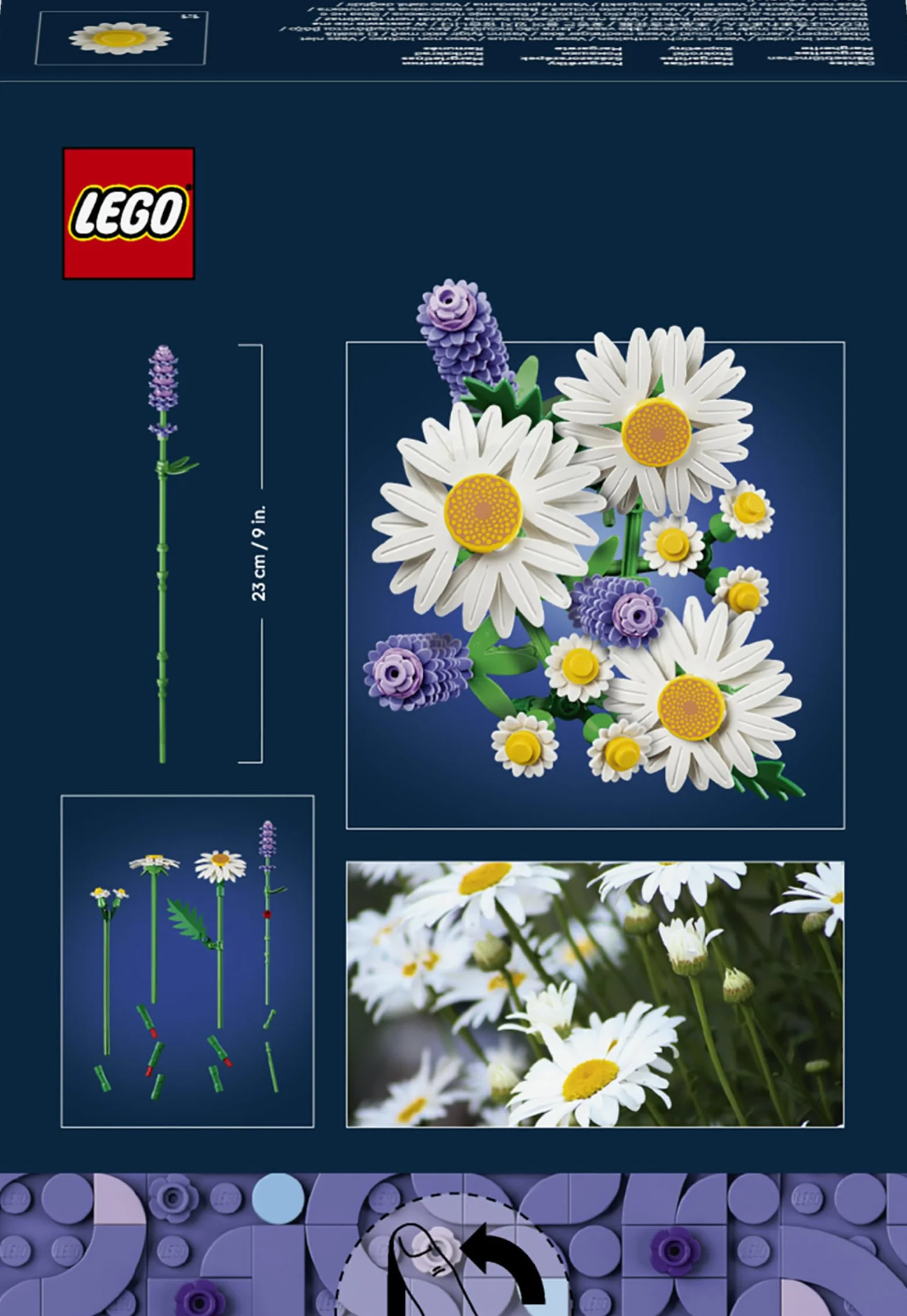 LEGO Botanicals Marguerites 11508 Bouquet de Fleurs Artificielles Marguerites & Lavande Décoration Chambre DIY Cadeau Fille 9 Ans Adulte
