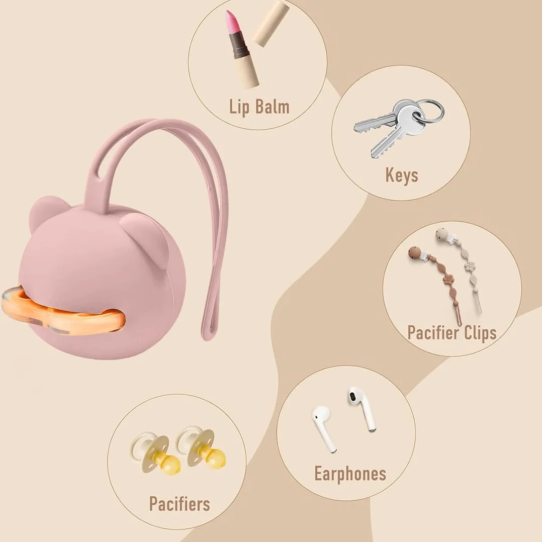Étui Porte-Sucette en Silicone sans BPA, Boite Tétine Bébé pour Voyage, 3 Pièces