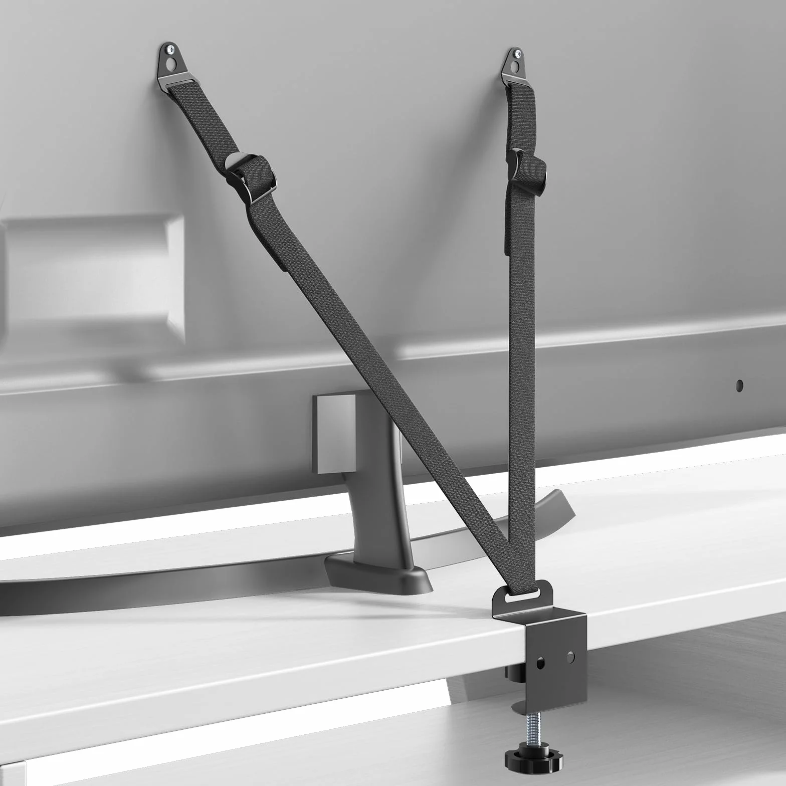 PUTORSEN Sécurité Anti-basculement Meubles Téléviseur Sangle Ajustable avec Pinces sans Perçage, pour Baby Proofing, Compatible avec Trous VESA