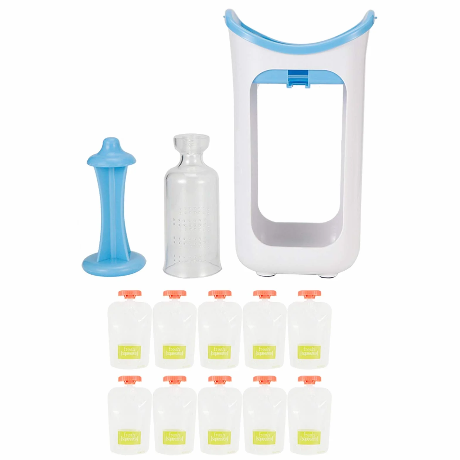 BORDSTRACT Squeeze Station Station De Remplissage De Sachets Avec 10 Sachets Alimentaires Bleu