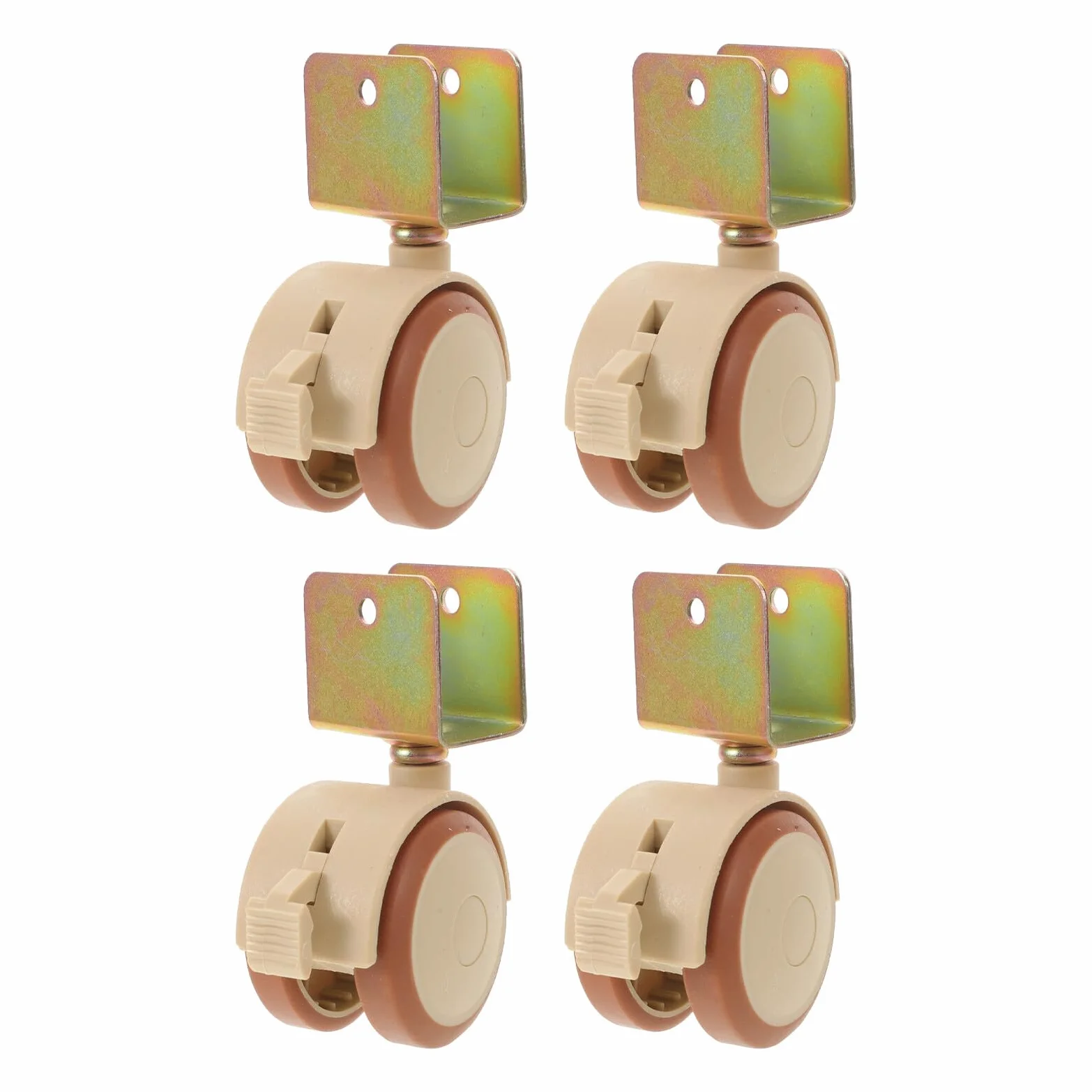 Lot de 4 Roulettes Pivotantes avec Frein en Plastique Silencieux pour Berceau, Roues PU Lisses